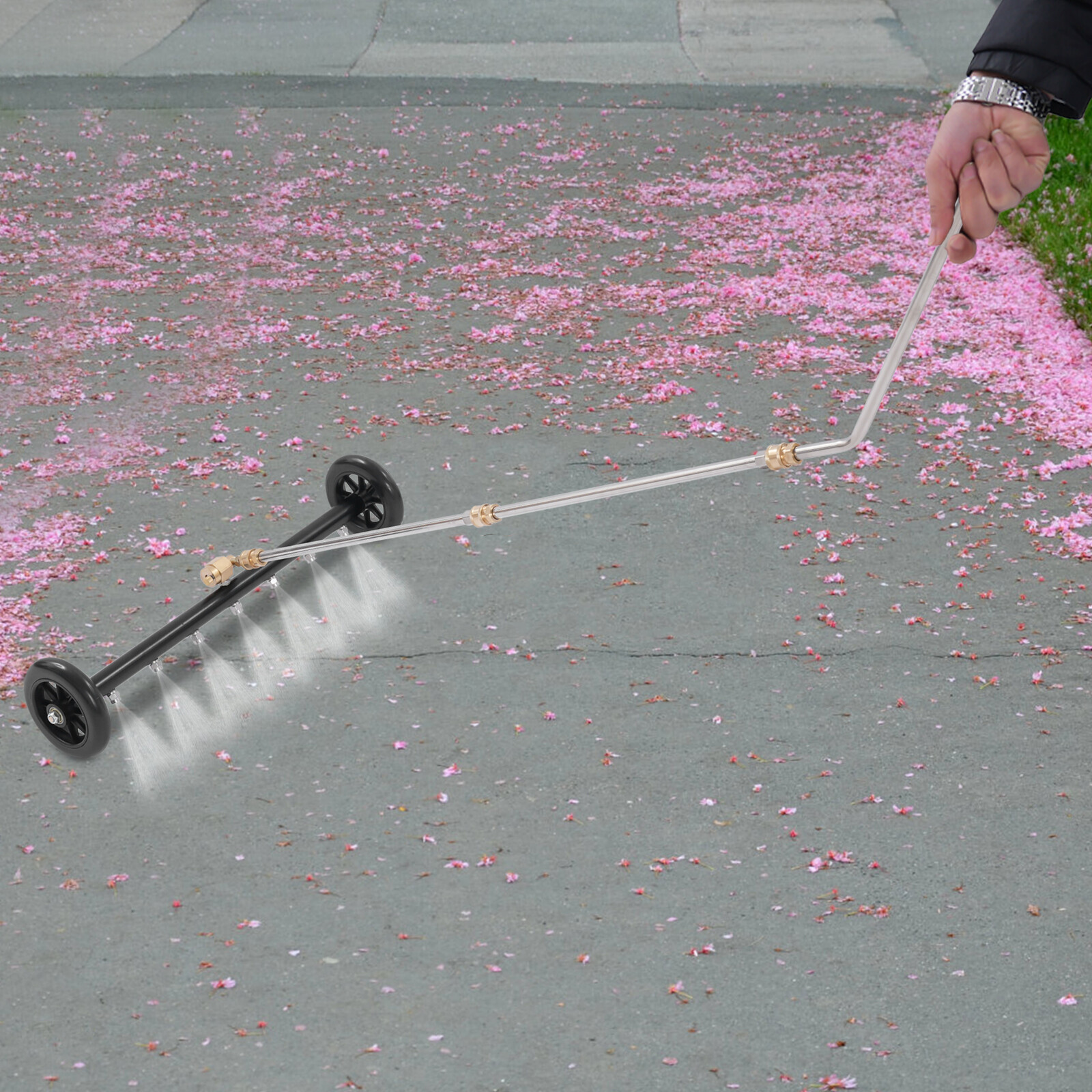 2-in-1 Undercarriage Pressure Washer Attachment Cleaner Water Broom 7 Nozzles