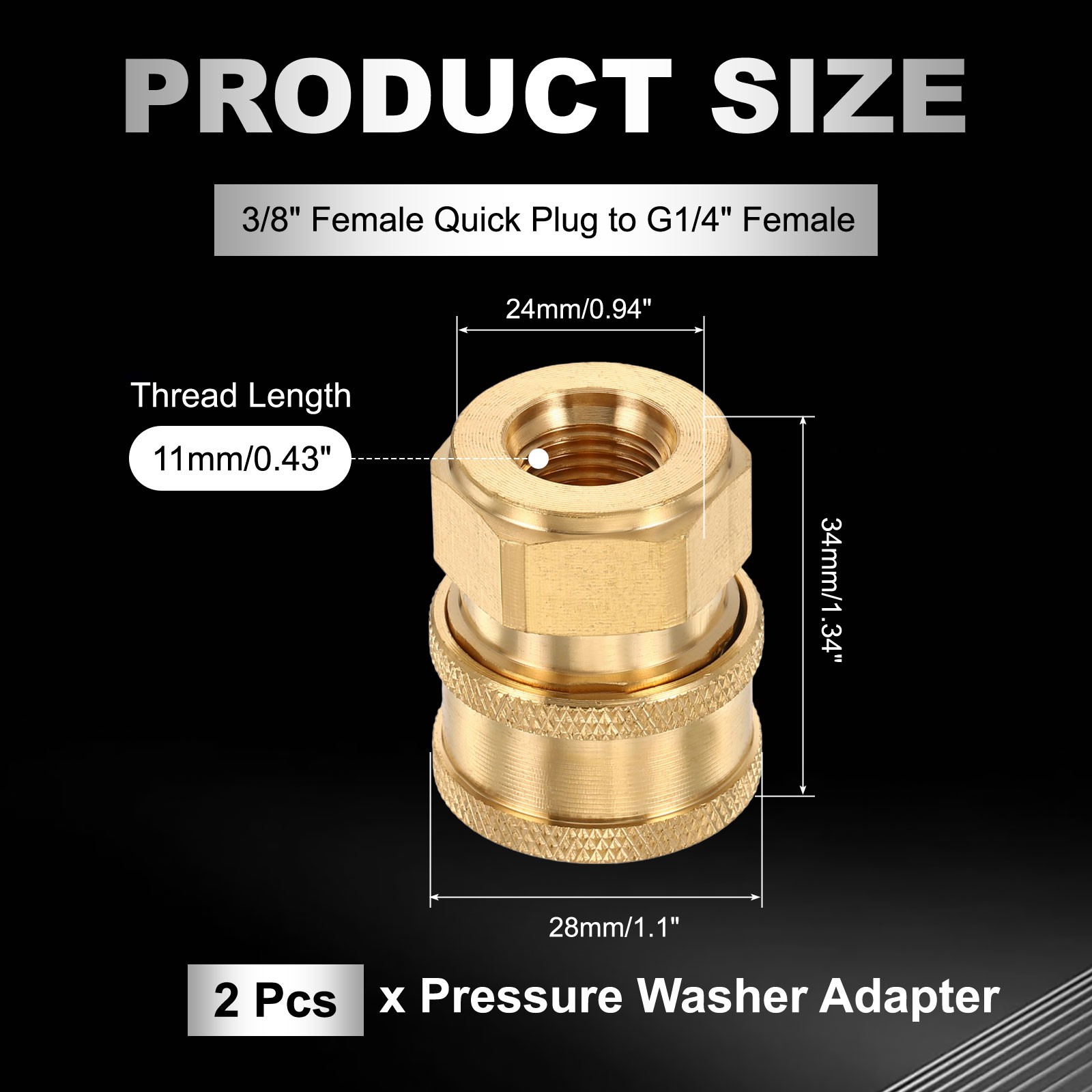 2 Pcs 3/8″ Female to G1/4″ Female Pressure Washer Adapter QUICK CONNECT Fittings