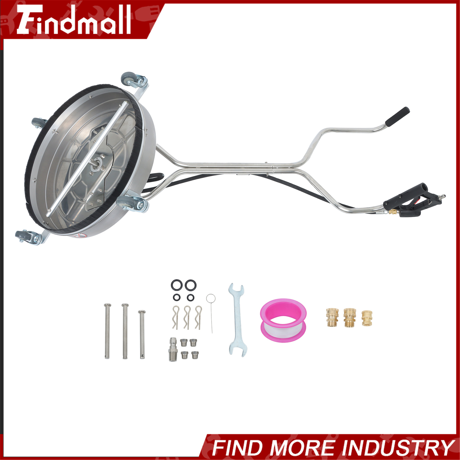Findmall 24″ Pressure Washer Surface Cleaner w/ Handles & Wheels Quick Connect
