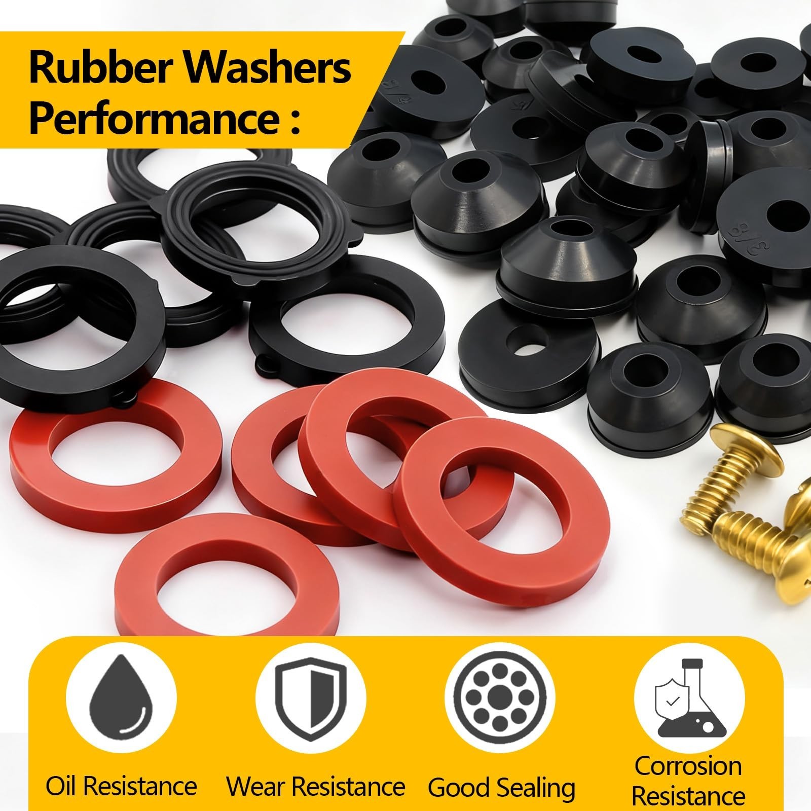160-Piece Hose Bib Washers Kit – Assorted Sizes, Rubber Gaskets & Brass Screws f