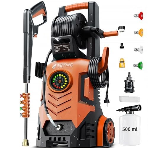 RED – FOTING 2026UPGRADED PRESSURE WASHER 5000PSI TOUCH SCREEN 8 LEVEL 34″TALL