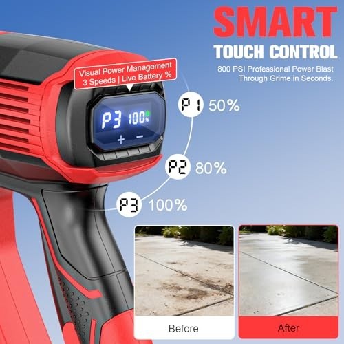 Portable Cordless Pressure Washer 800PSI, 2.2LBS, 16.4ft Hose, Foam Cannon, 6-in