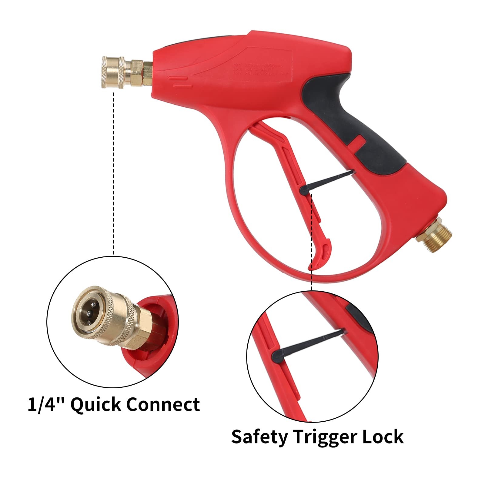 Short Pressure Washer Gun 3000 Psi 7 Inch Replacement Extension Curved Wand 5 No