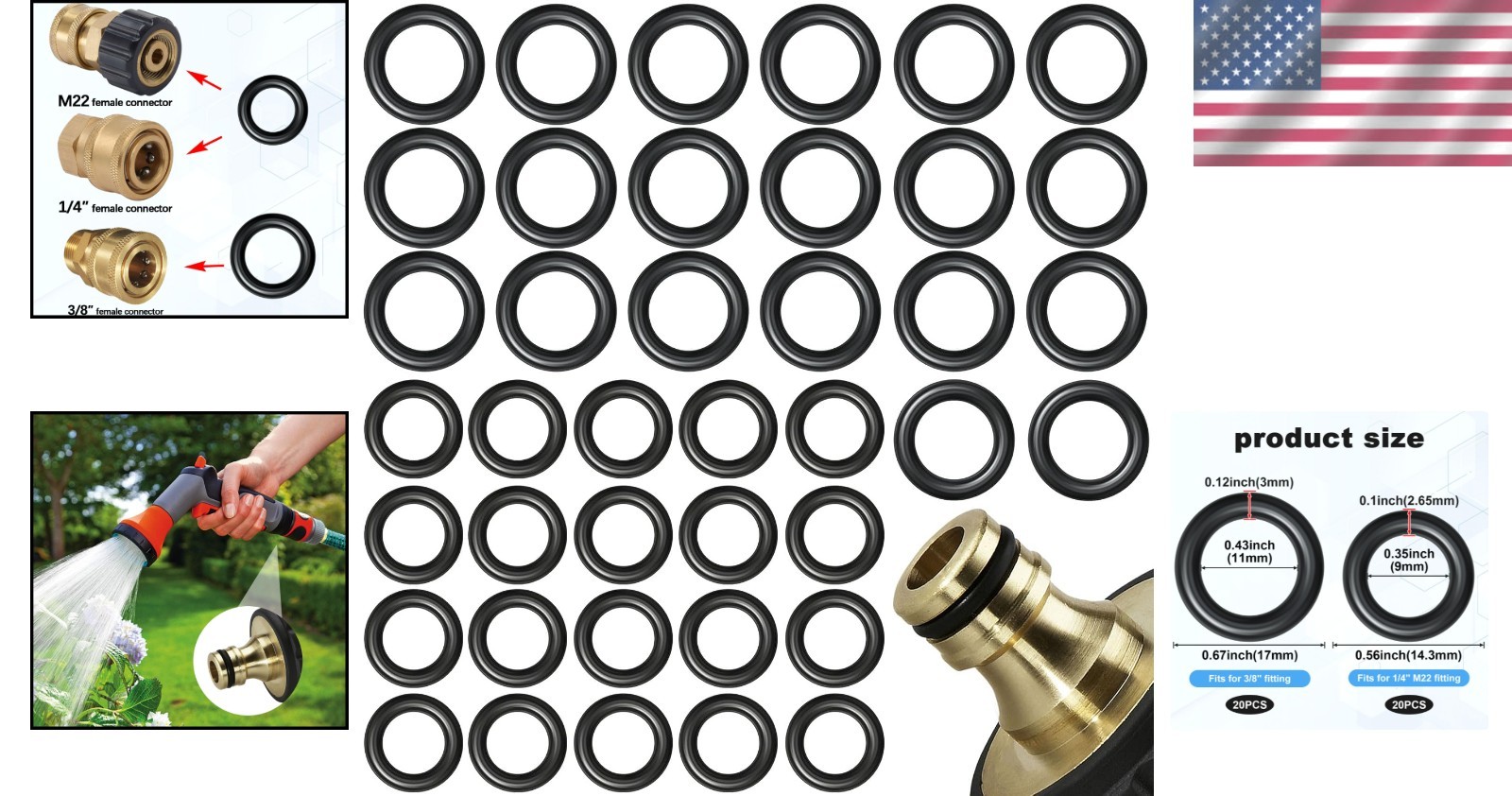 40 Pack O-Rings Power Pressure Washer Replacement for 3/8″ Quick Connect Coup…
