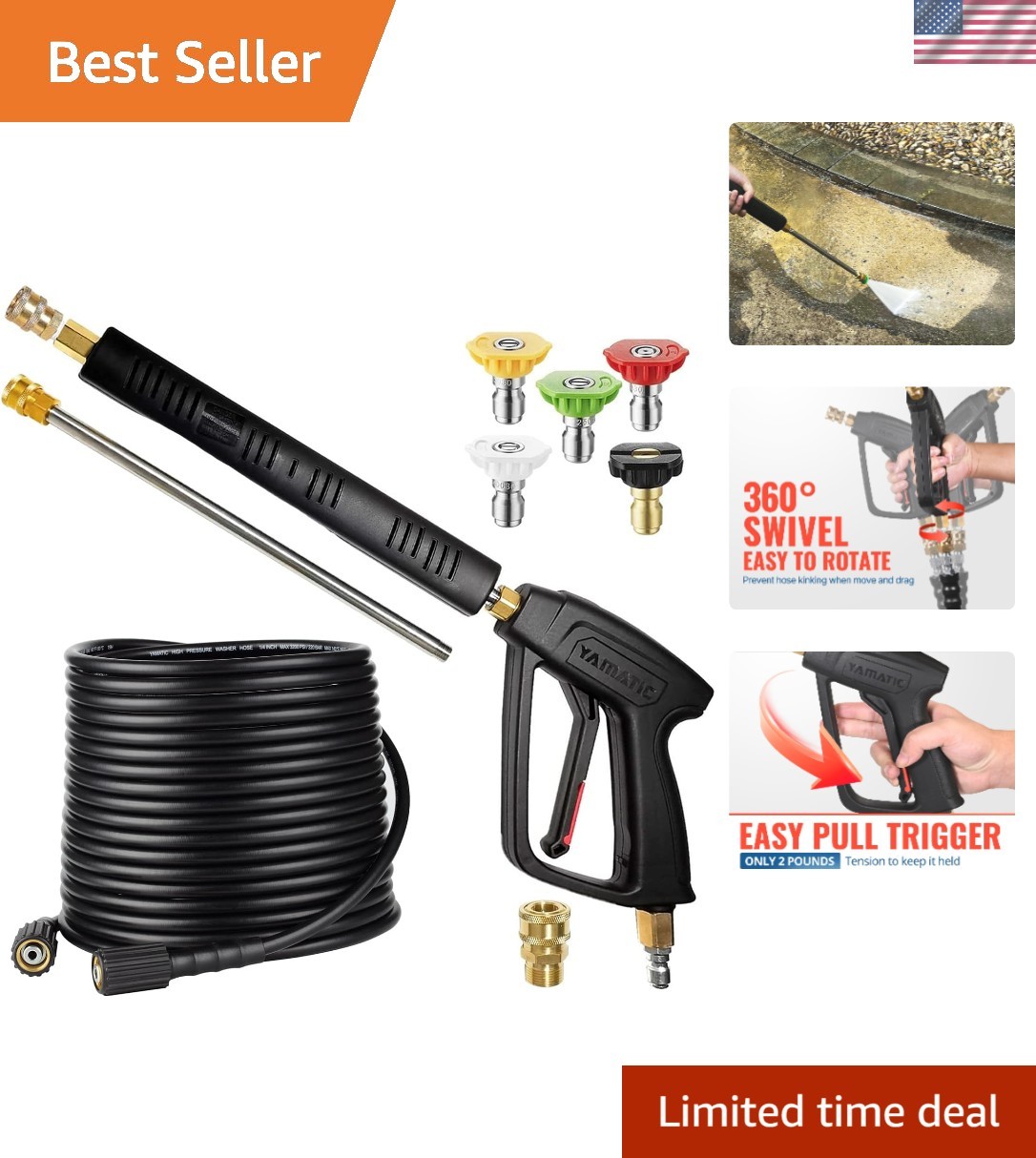 Kink-Resistant 50 FT Pressure Washer Hose & Wand Kit – Compatible & Reliable