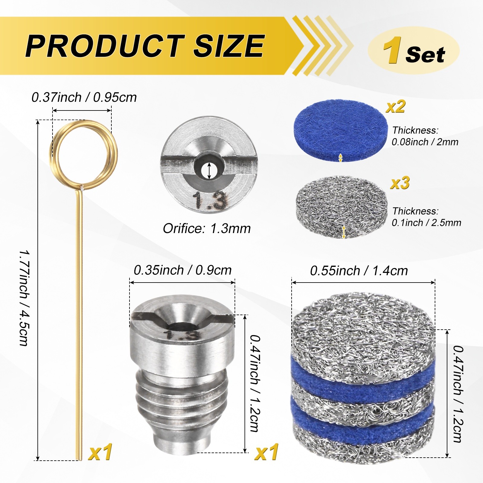 1-Set 1.3mm Orifice Foam Cannon Nozzle and 5 Layer Foam Maker Meshes