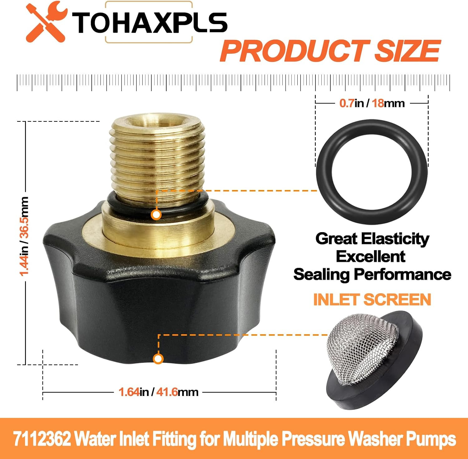 7112362 Water Inlet Fitting for Simpson Pressure Washer Pump Parts, Fits Multipl