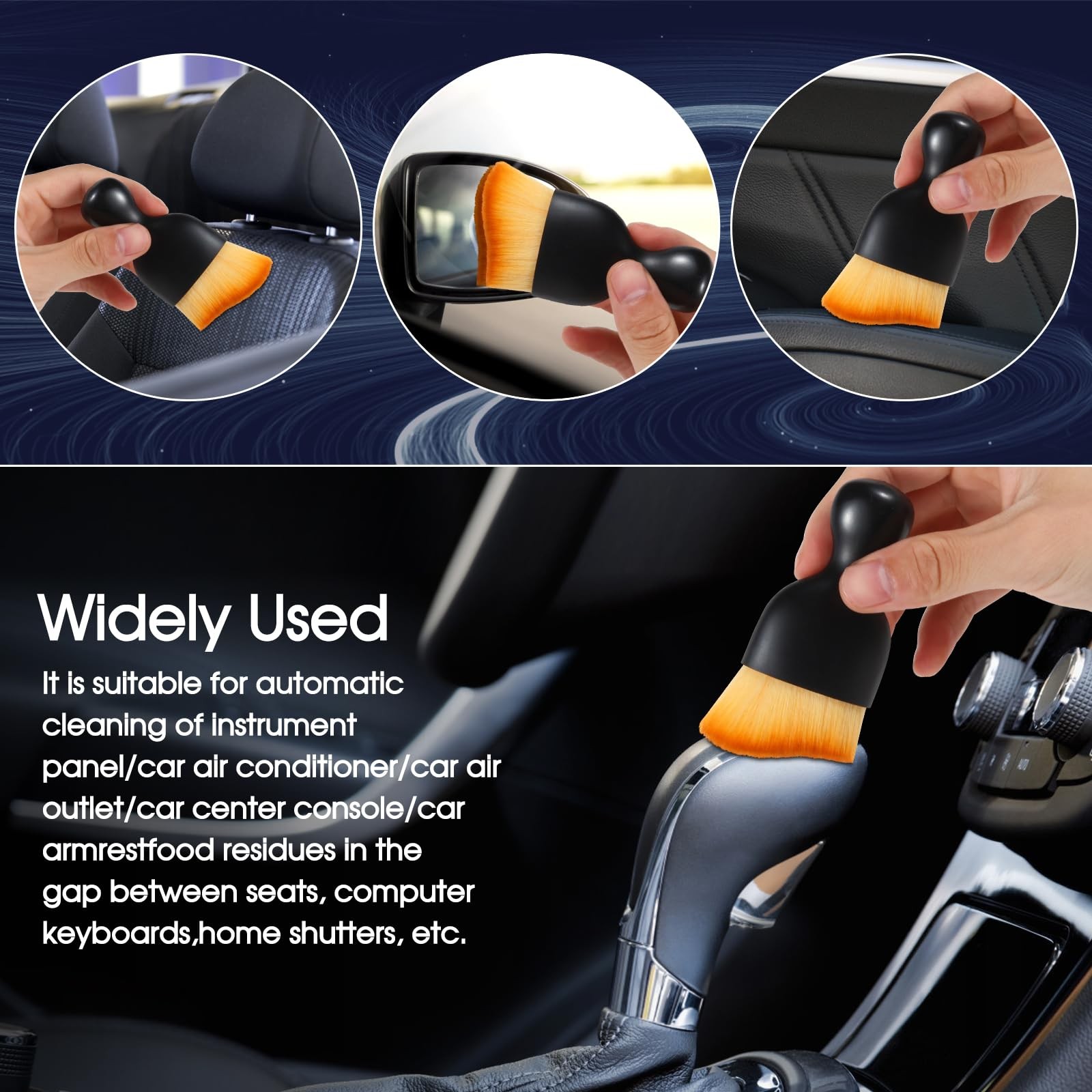 Yungeln 3 PCS Car Interior Detail Dust Brush,Soft Detailing 3pcs