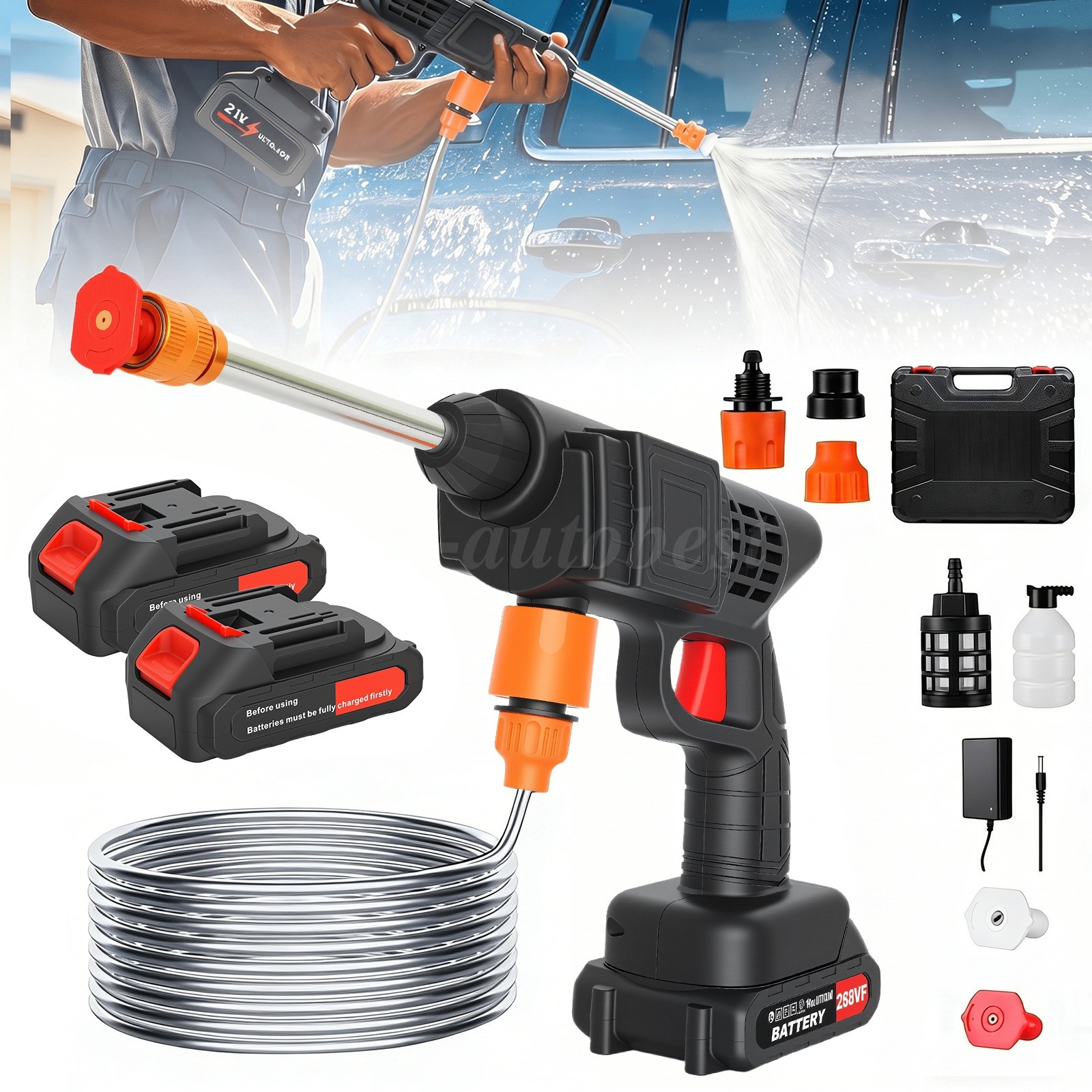 Wireless Handheld High Pressure Water Gun Portable Auto Car Cleaning Washer Tool