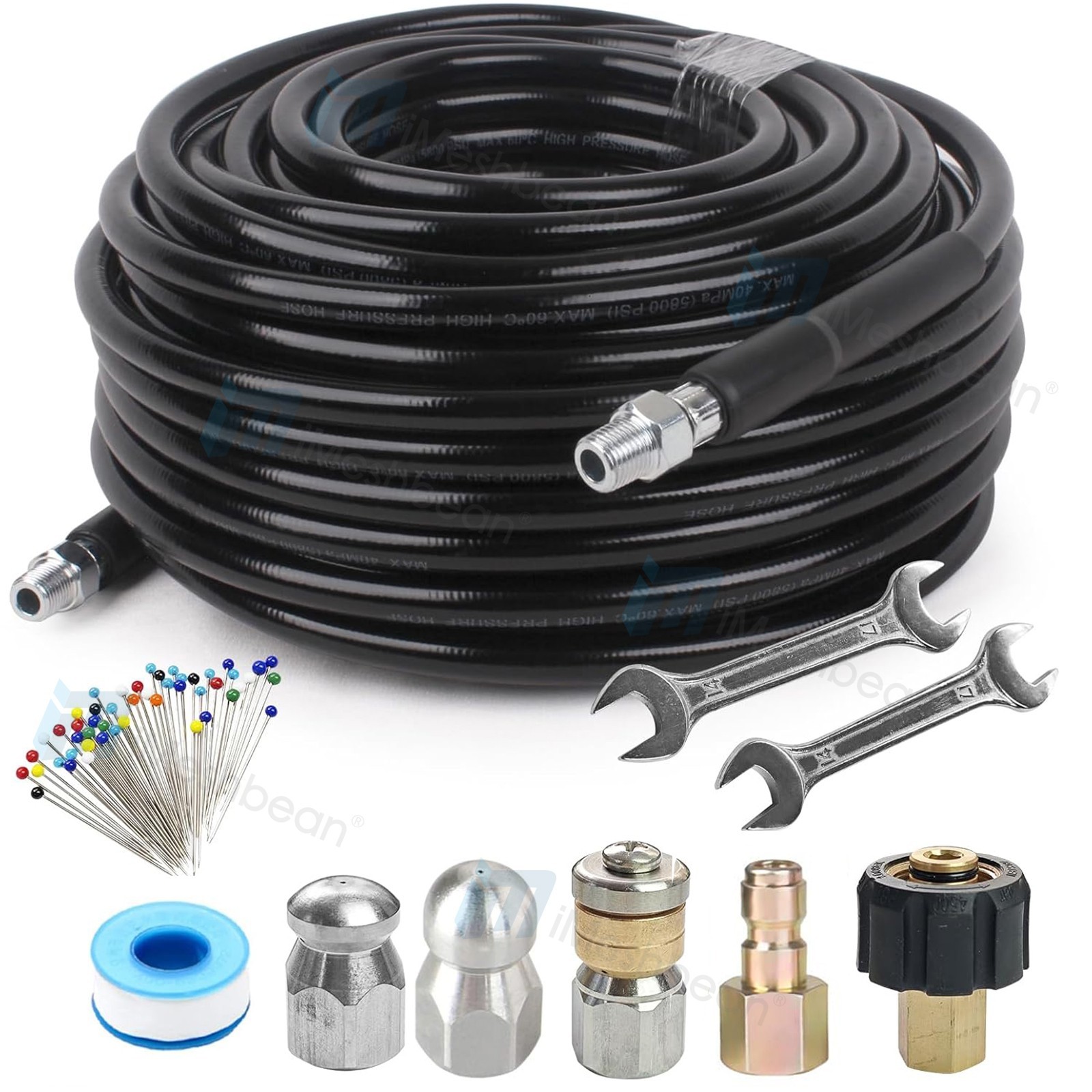 50/100/200FT 1/4″M-NPT Drain Cleaning Hose Sewer Jetter Nozzles-Pressure Washer