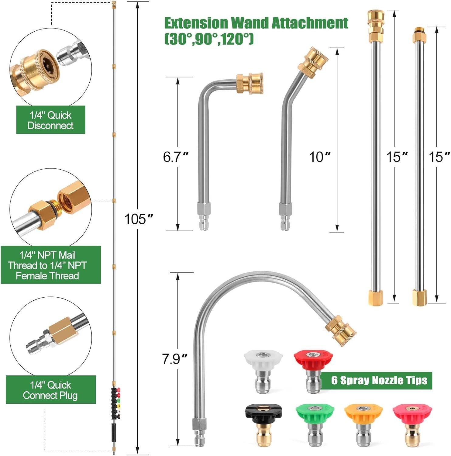 Gutter Cleaning Tools From the Ground, 10 Pack 9 FT Pressure Washer Extension…