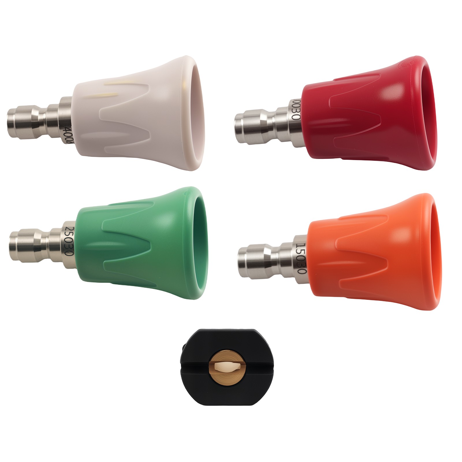 5pcs Pressure Washer Nozzle Tips Set 0° 15° 25° 40° Soap 1/4″ Quick Connect
