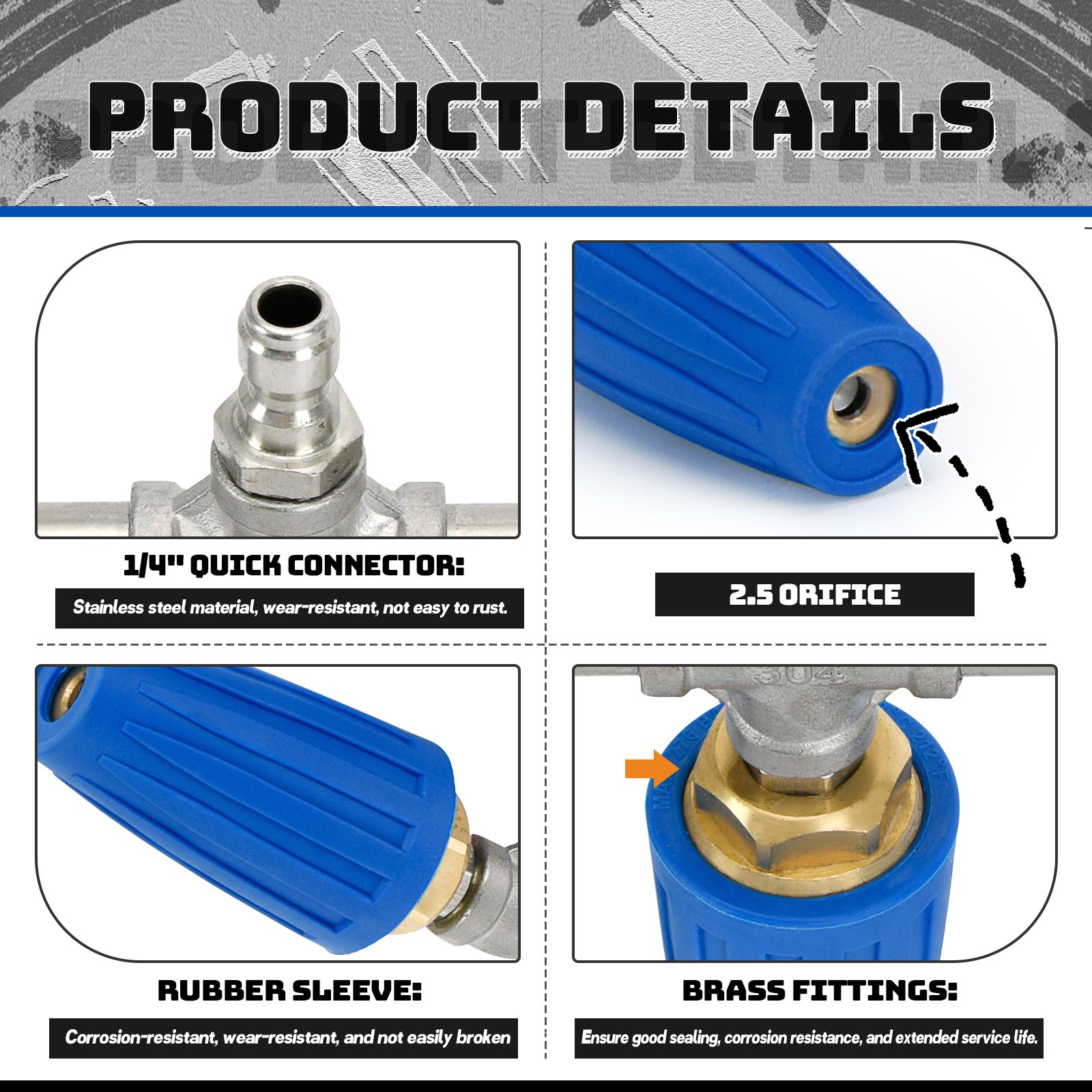 360° Rotating Triple Turbo Nozzle 1/4″ Quick Connect Pressure Washer Tip
