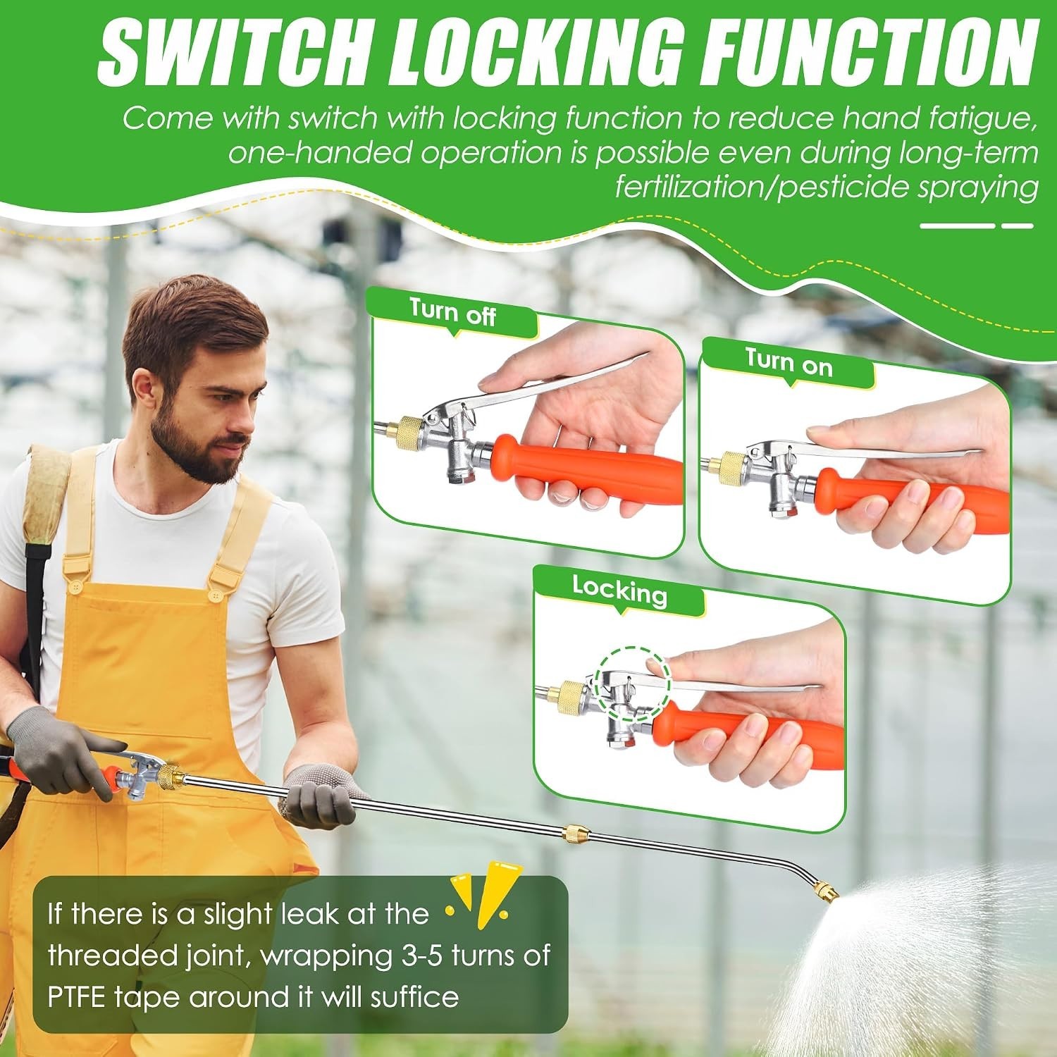 Retractable Stainless Steel Sprayer Wand with Hose and Locking Switch Function
