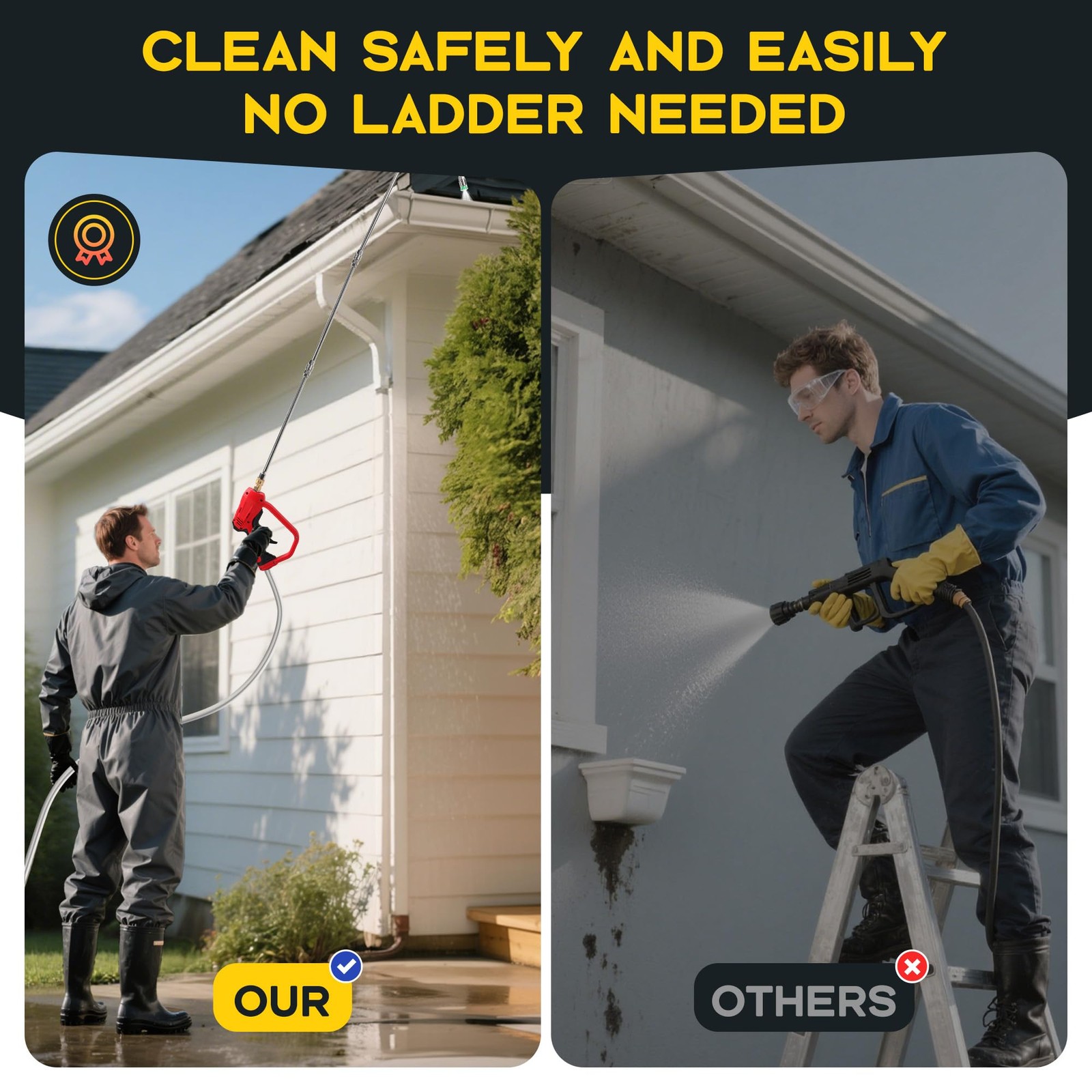Pressure Washer Extension Wand with Gutter Cleaner Attachment, 30° 90° 120° C…