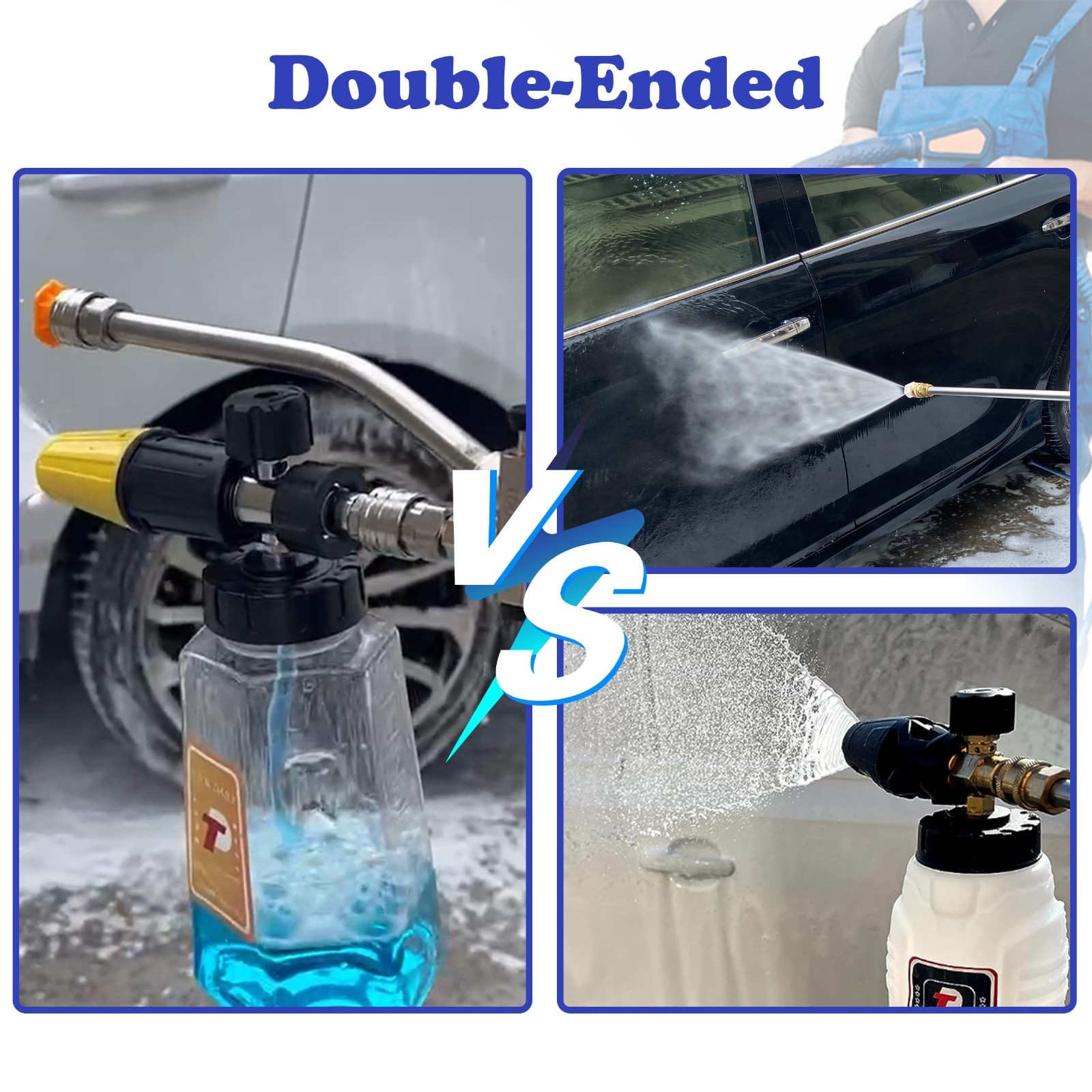 Pressure Washer Foam Cannon with Dual Connector, 5 Nozzles & Quick Connect Tip