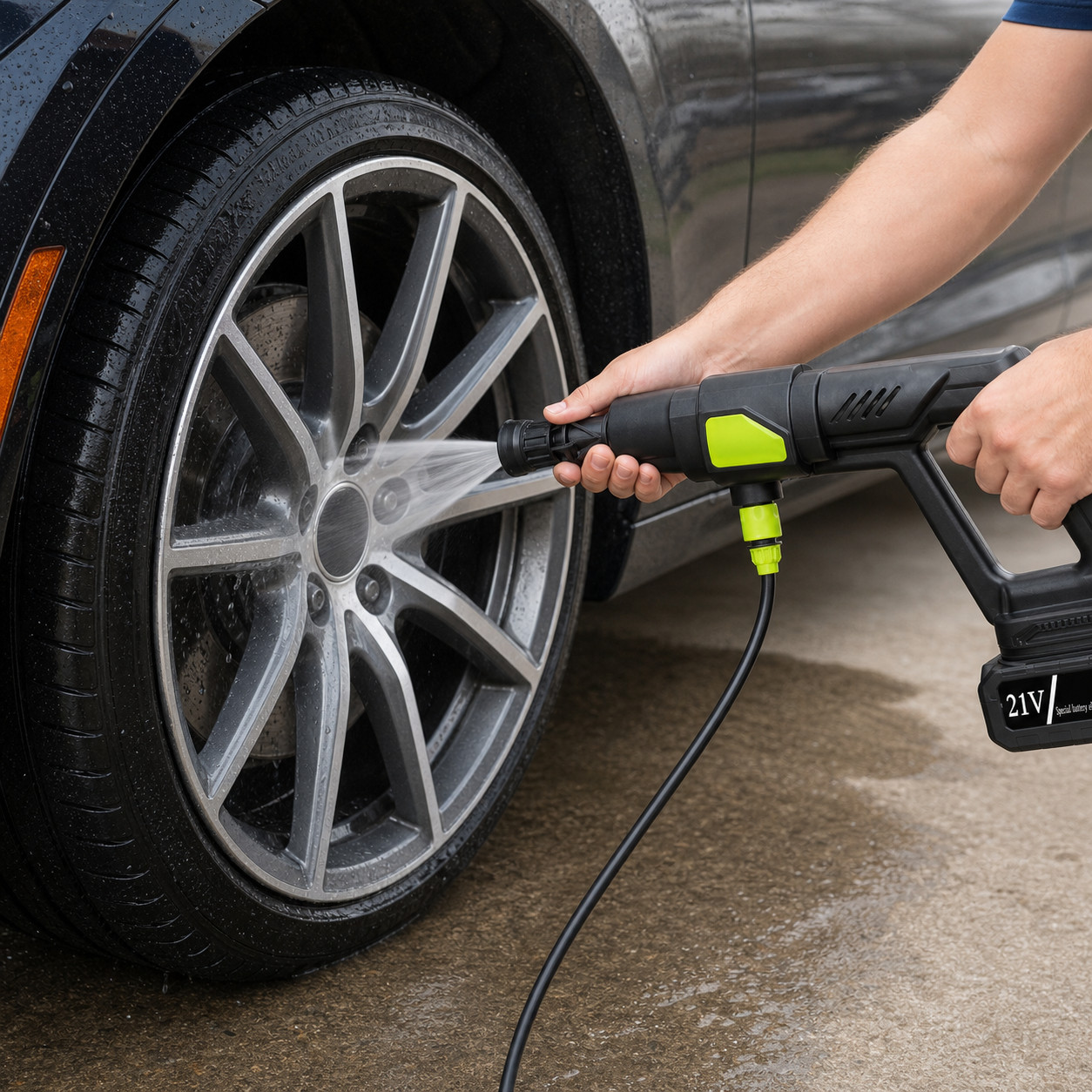 21V Cordless Pressure Washer Portable Power Cleaner Car Wash w/ Battery & Case