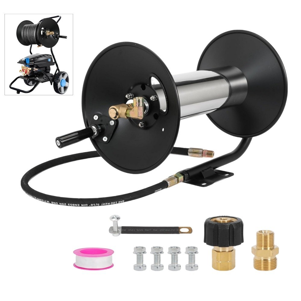 4000 PSI 150FT 3/8″ NPT Pressure Washer Hose Reel Power Washer Hose Reel