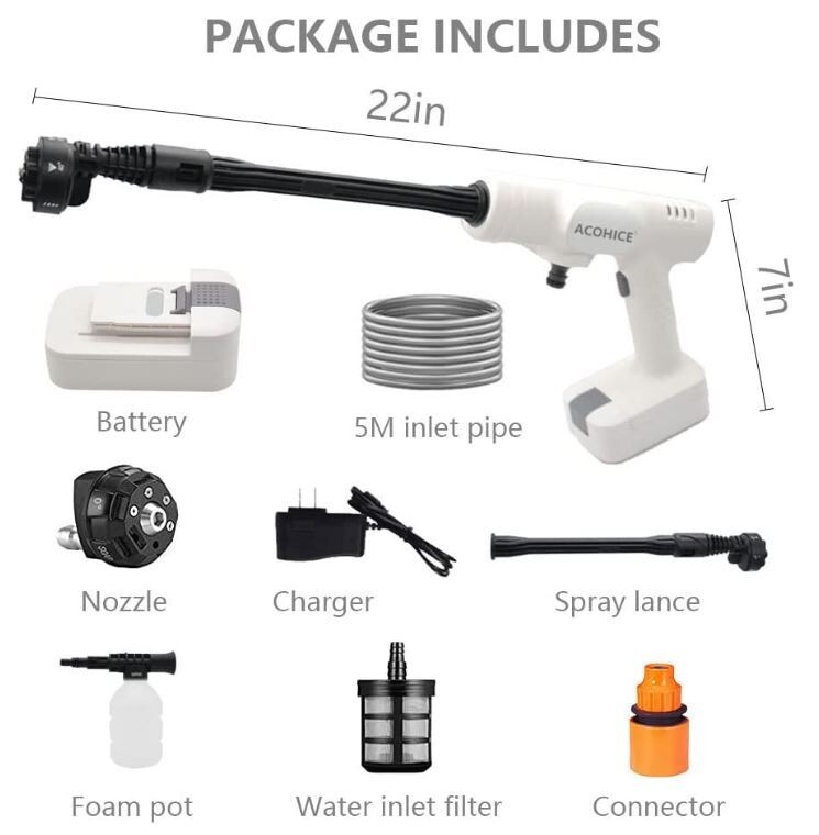 NEW! Cordless Pressure Washer with 2 Battery, 6-in-1 Soap Nozzle Mobile, 400psi