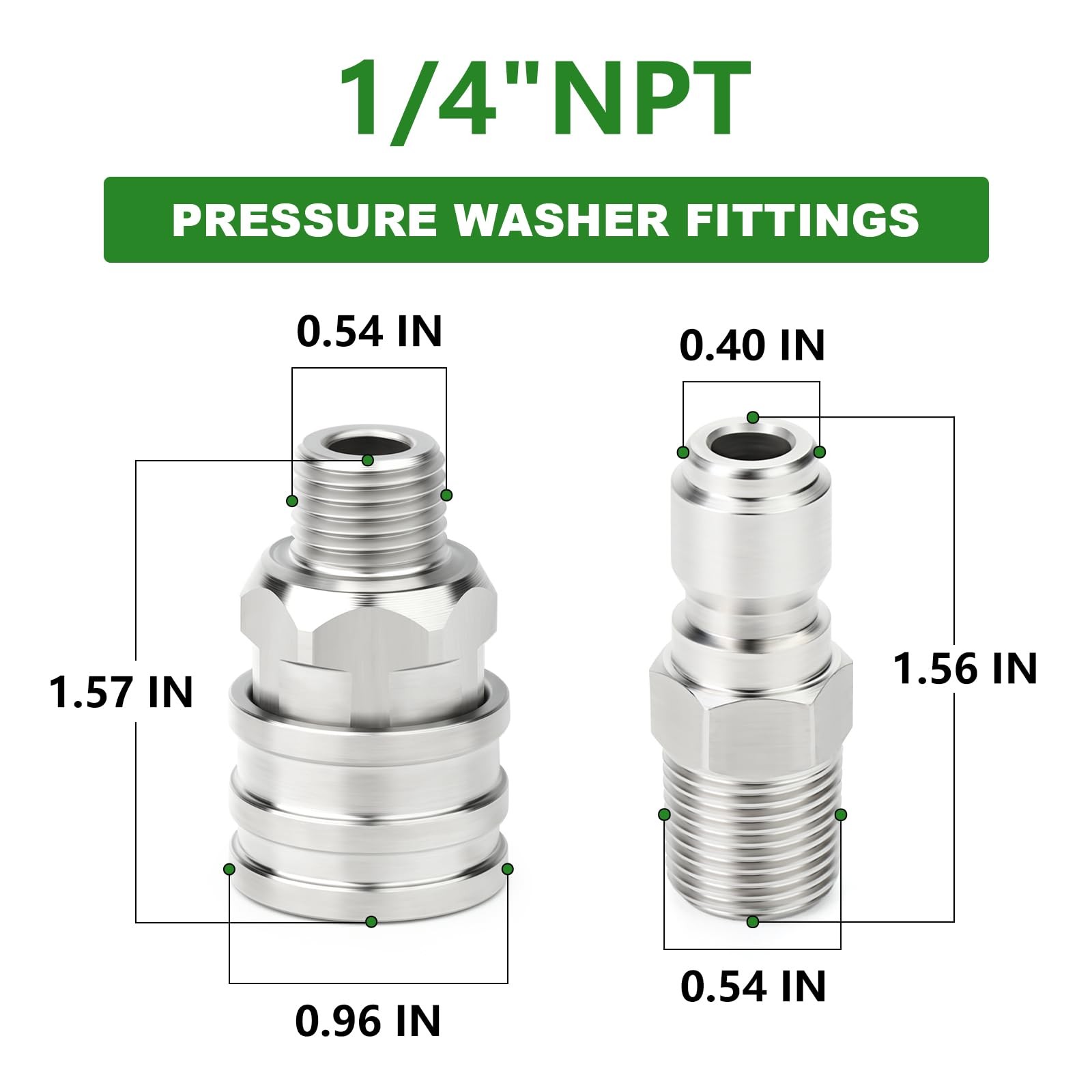 6PCS 304 Stainless Steel 1/4″ Female NPT High Pressure Washer Quick Connect C…