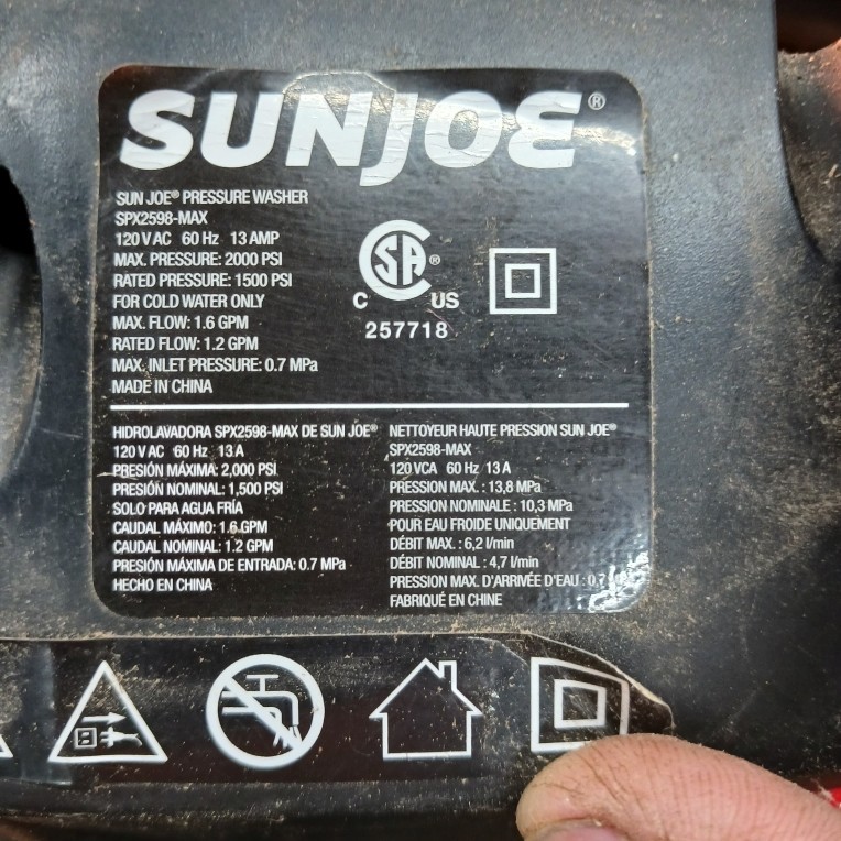 SunJoe SPX2598-Max Electric Pressure Washer Parts ***FREE SHIPPING***