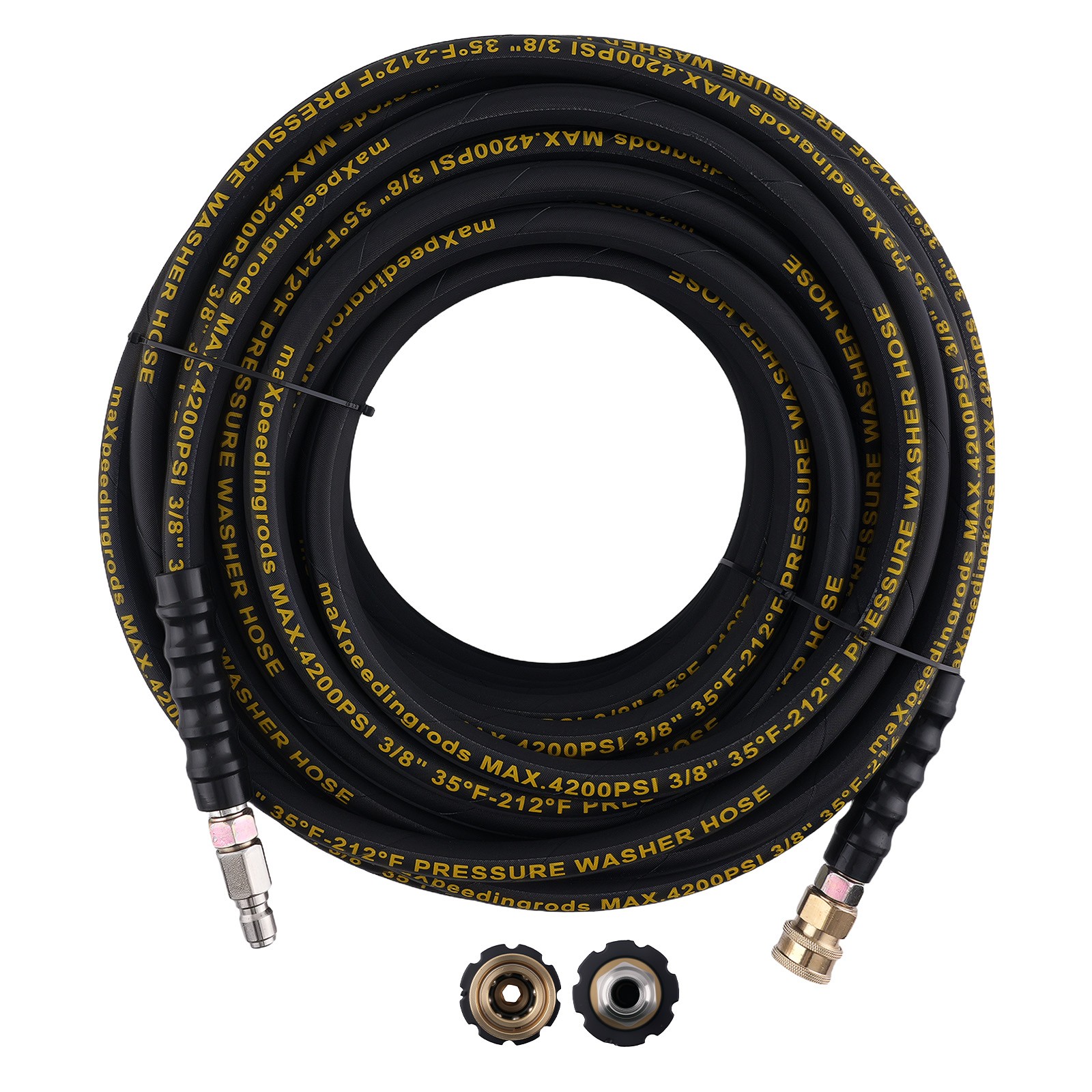 100feet 3/8″ High Pressure Washer Hose 4200PSI Steel Wire Braided w/ Adapter