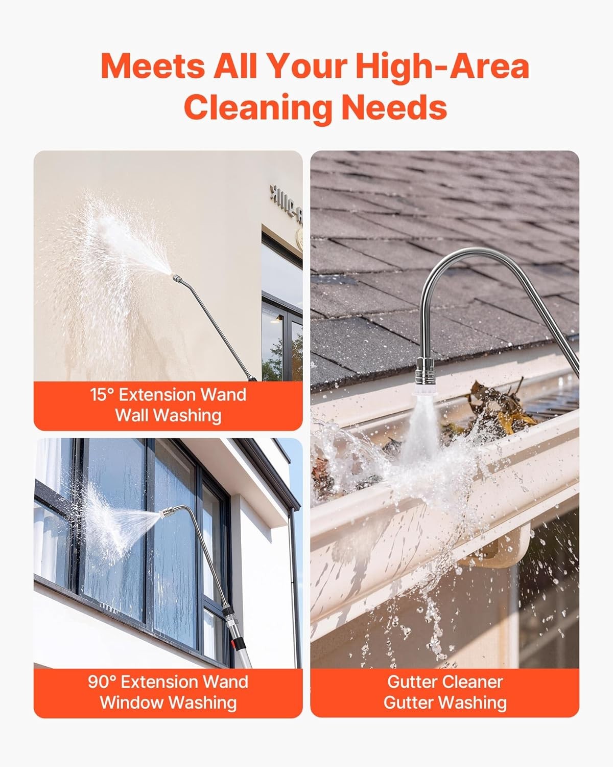25 FT Pressure Washer Telescoping Wand, with Power Washer Extension Wands & High