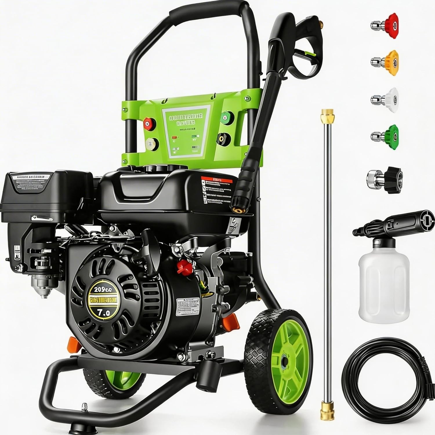 2650PSI Commercial Gas Pressure Washer 5 Nozzles Gas Powered Washer 2.4GPM 209CC
