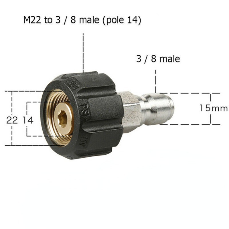 M22-14 Female Swivel to 3/8 Quick Connect Male Adapter Pressure Washer Adapter