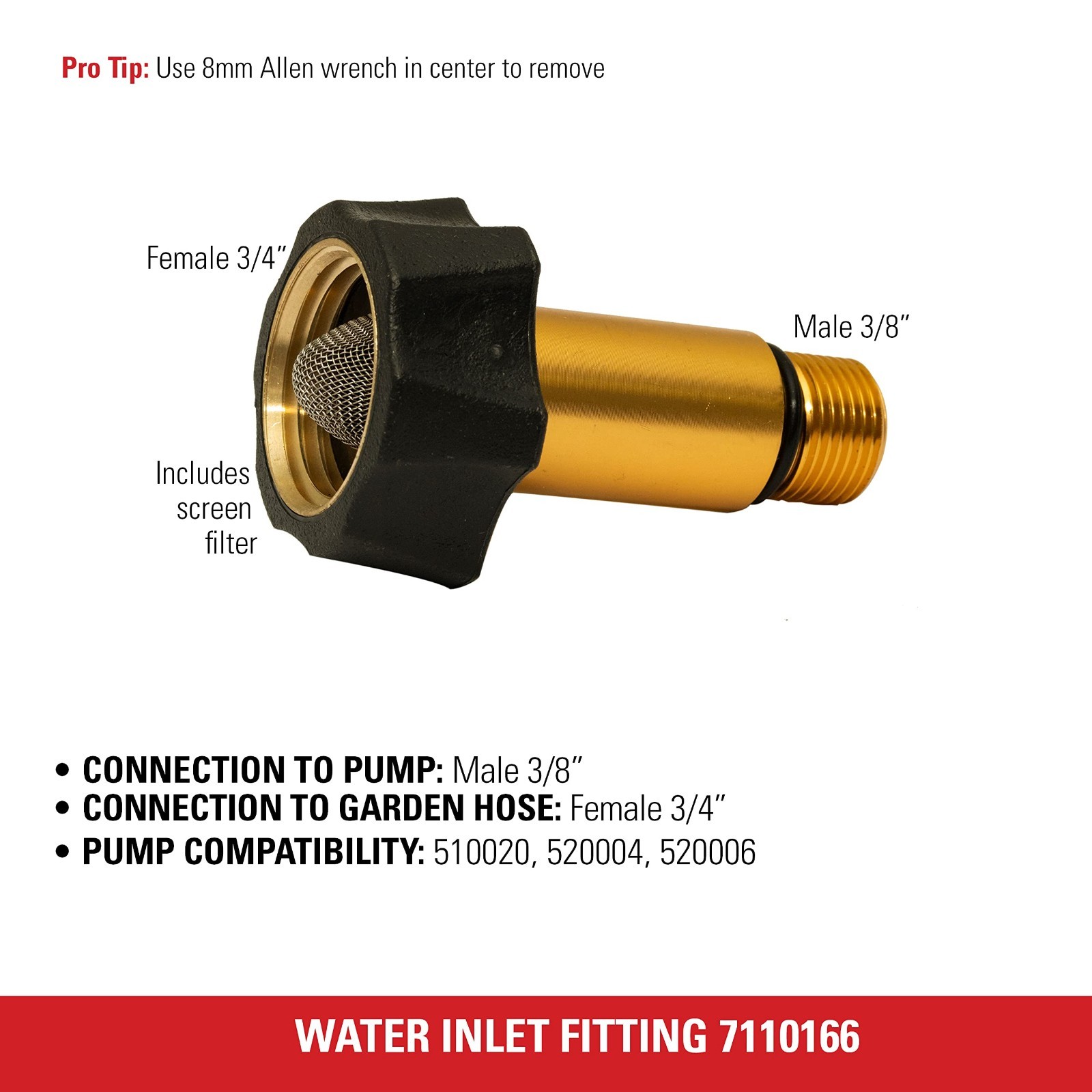 Water Inlet Fitting for Axial Cam Pressure Washer Pumps – OEM Replacement Part