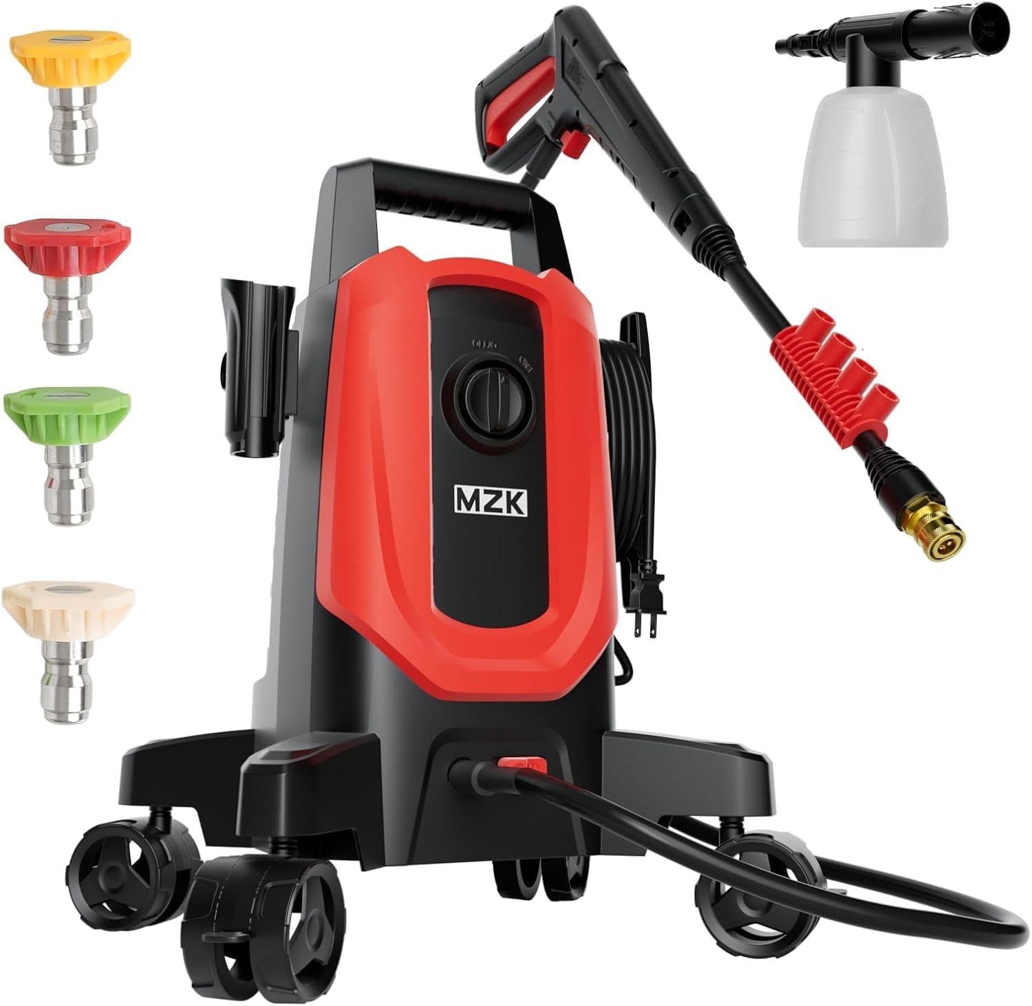 MZK Et2501 4800PSI Pressure Washer with 4 Quick-Connect Nozzles, Foam Cannon