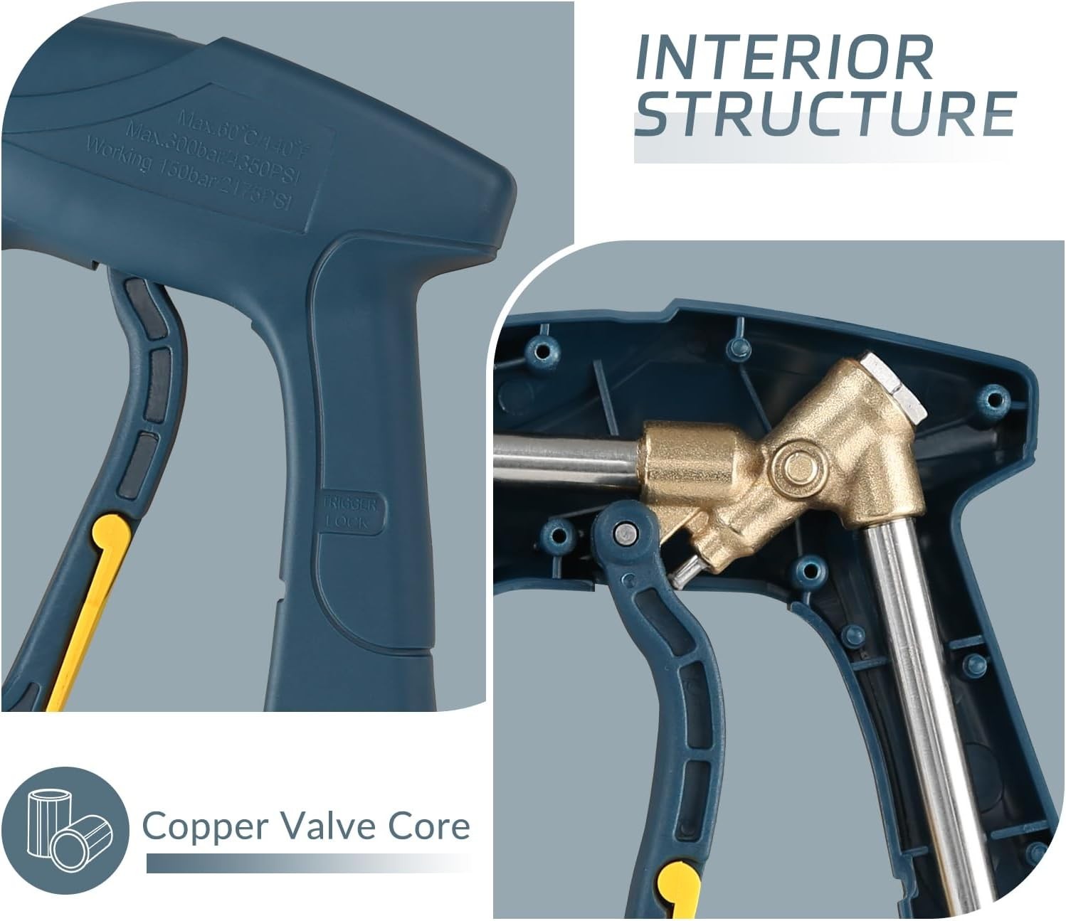 Durable High Pressure Spray Gun 3000 PSI with Locking Handle & Quick Connector