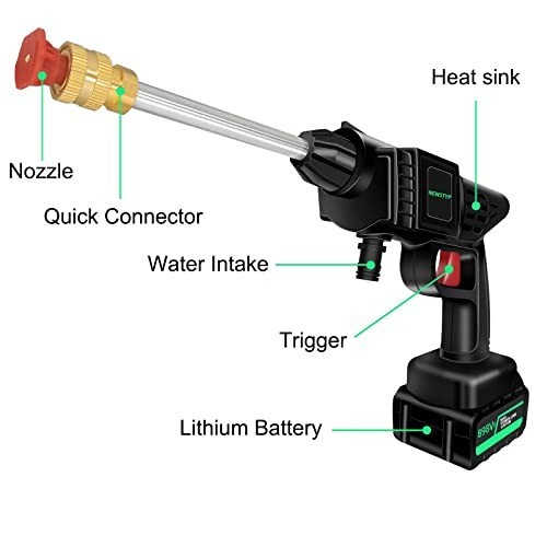 Cordless High Pressure Car Washer Gun Portable Electric Water Jet 21V Battery