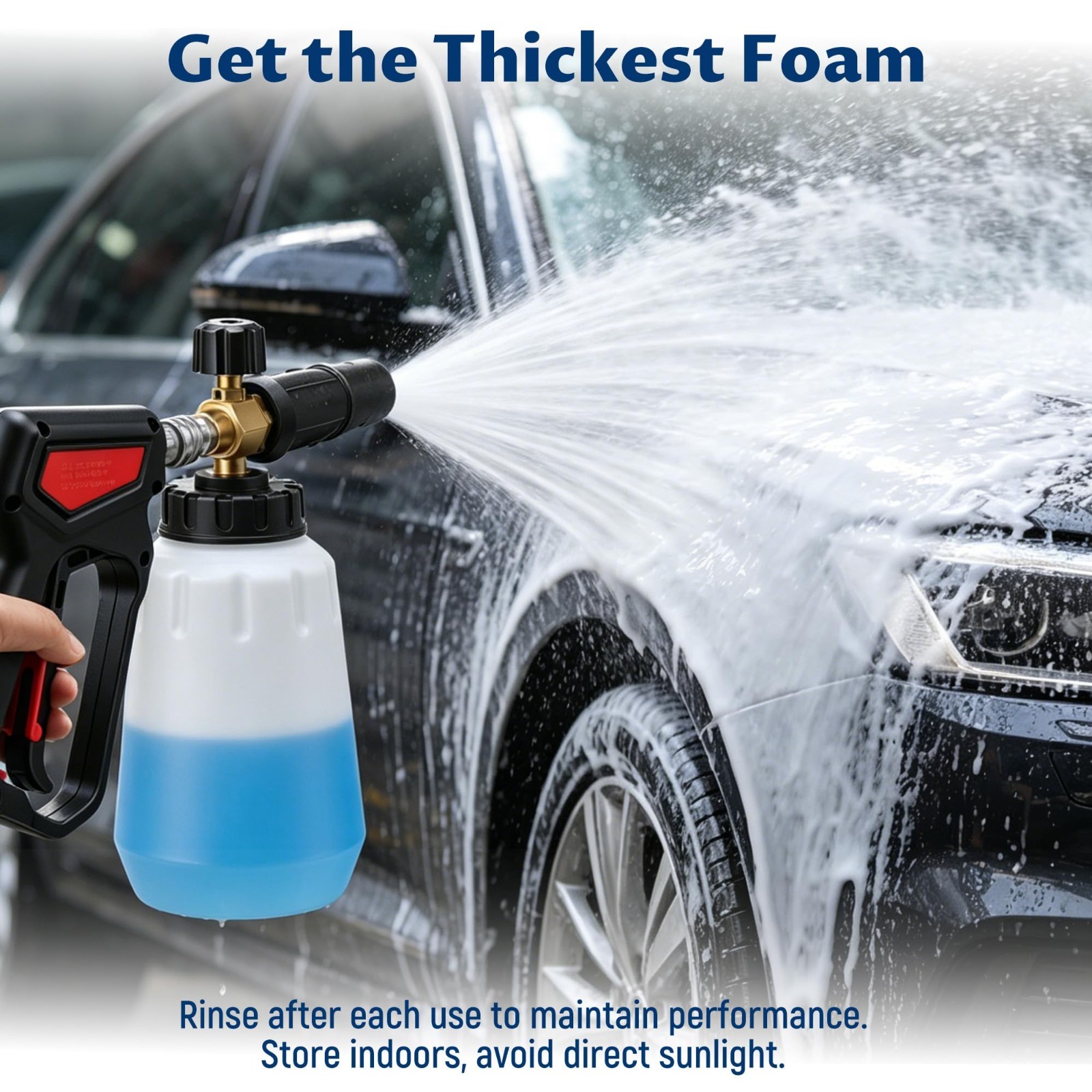 Foam Cannon for Pressure Washer 1000ml, Adjustable Snow Foam Lance, 1/4″ Connect