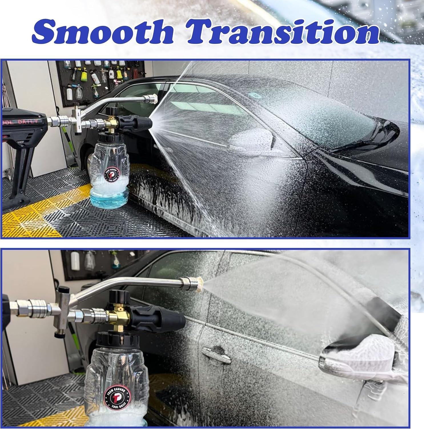Pressure Washer Foam Cannon Kit with Dual Connector & 5 Nozzle Tips 1L