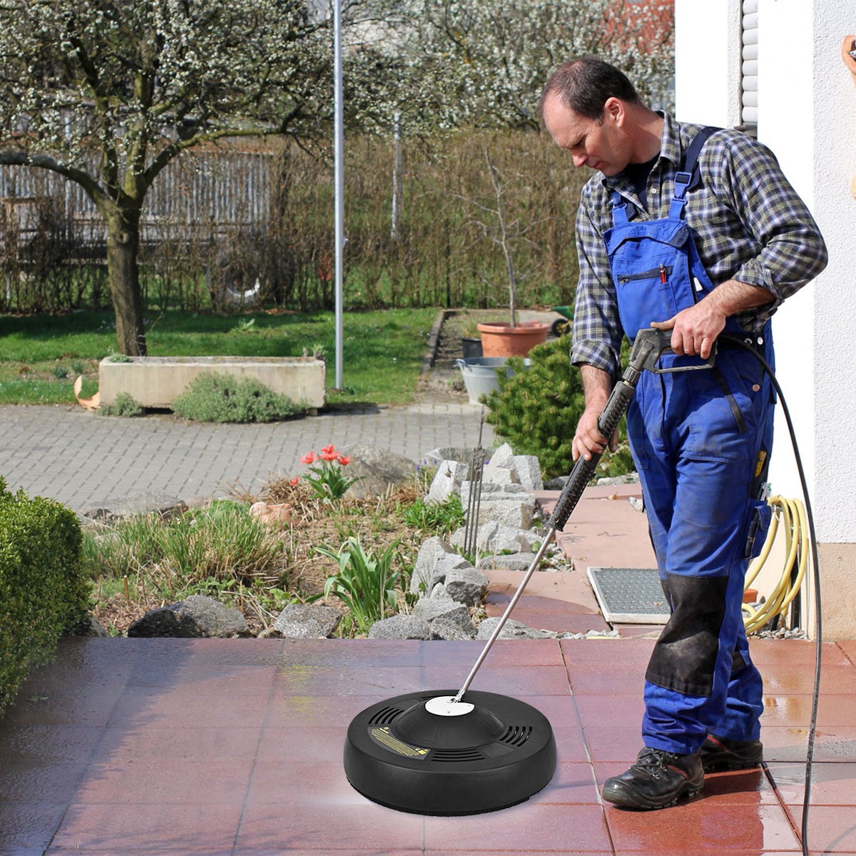 Costway Utility Surface Cleaner Pressure Washer Attachment 3000 PSI 16-Inch