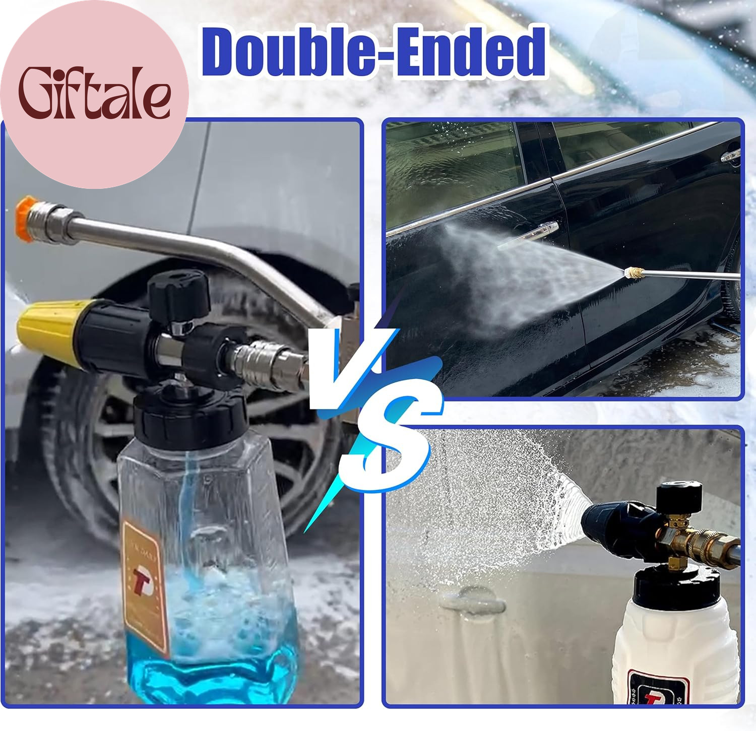 Foam Cannon Dual-Connector Accessory, Pressure Washer Double Tip Attachment for
