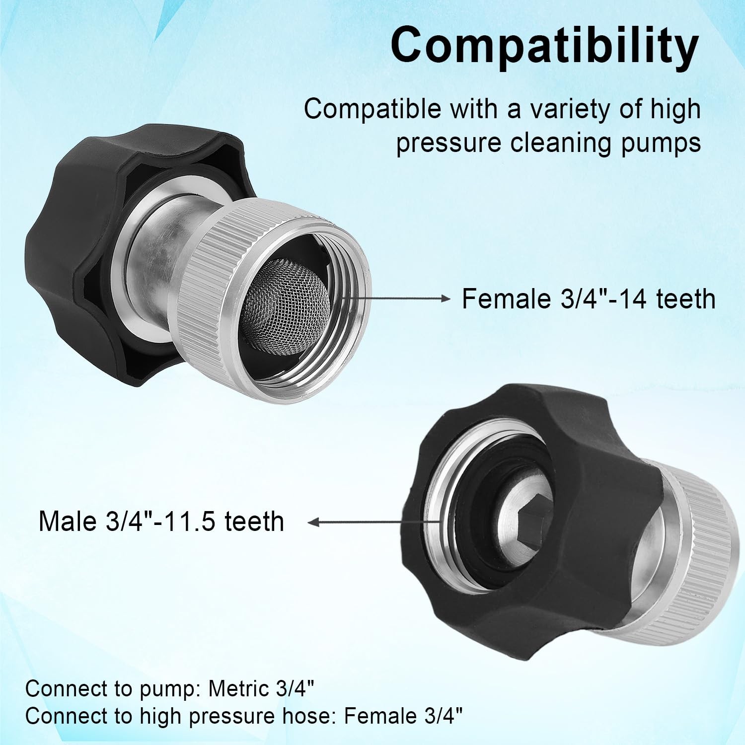 Electric Pressure Washer Adapter, 3/4 Inch High Pressure Washer Metal Quick C