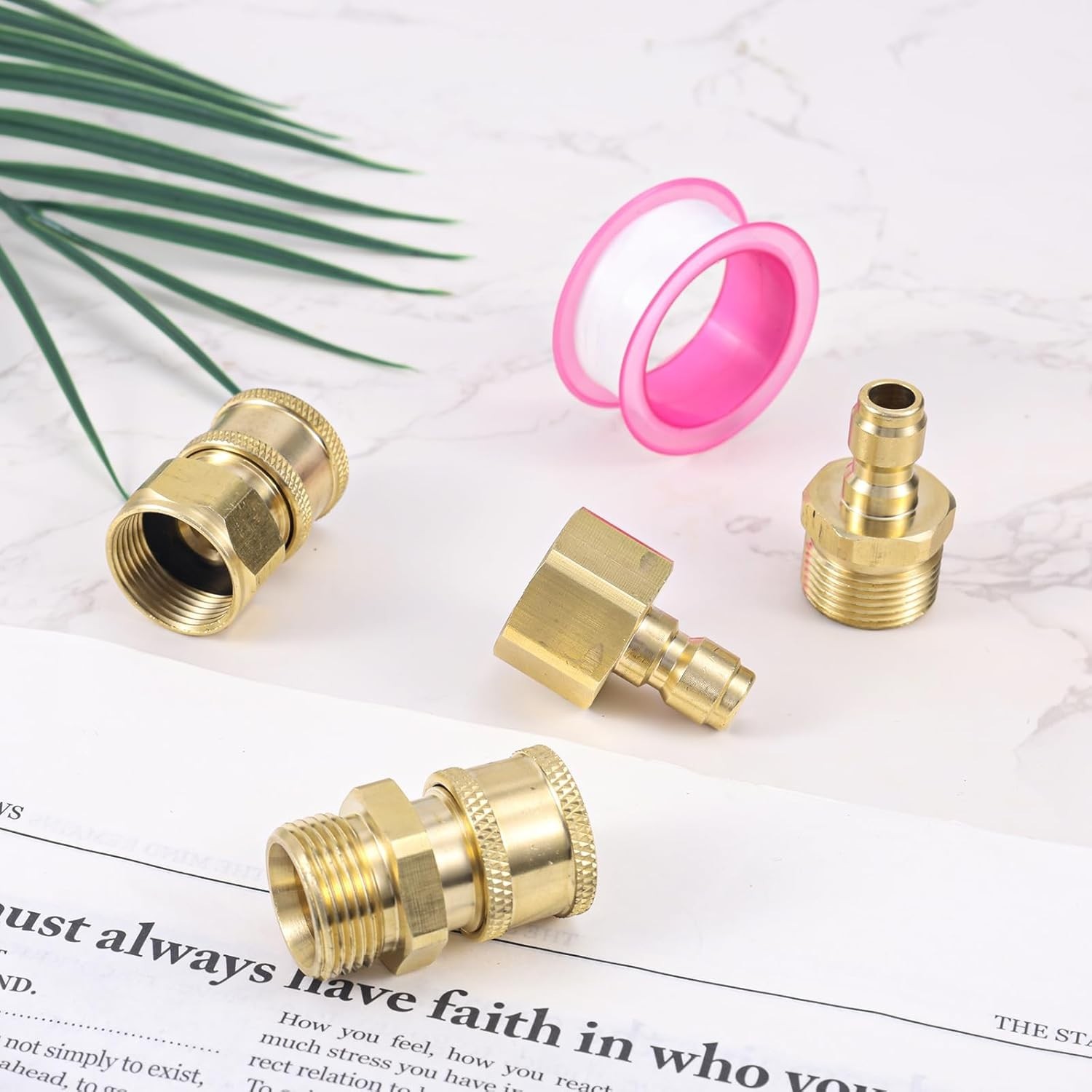 4pcs M22-14mm to 1/4in Pressure Washer Adapter, Quick Connect & Fast Disconne…