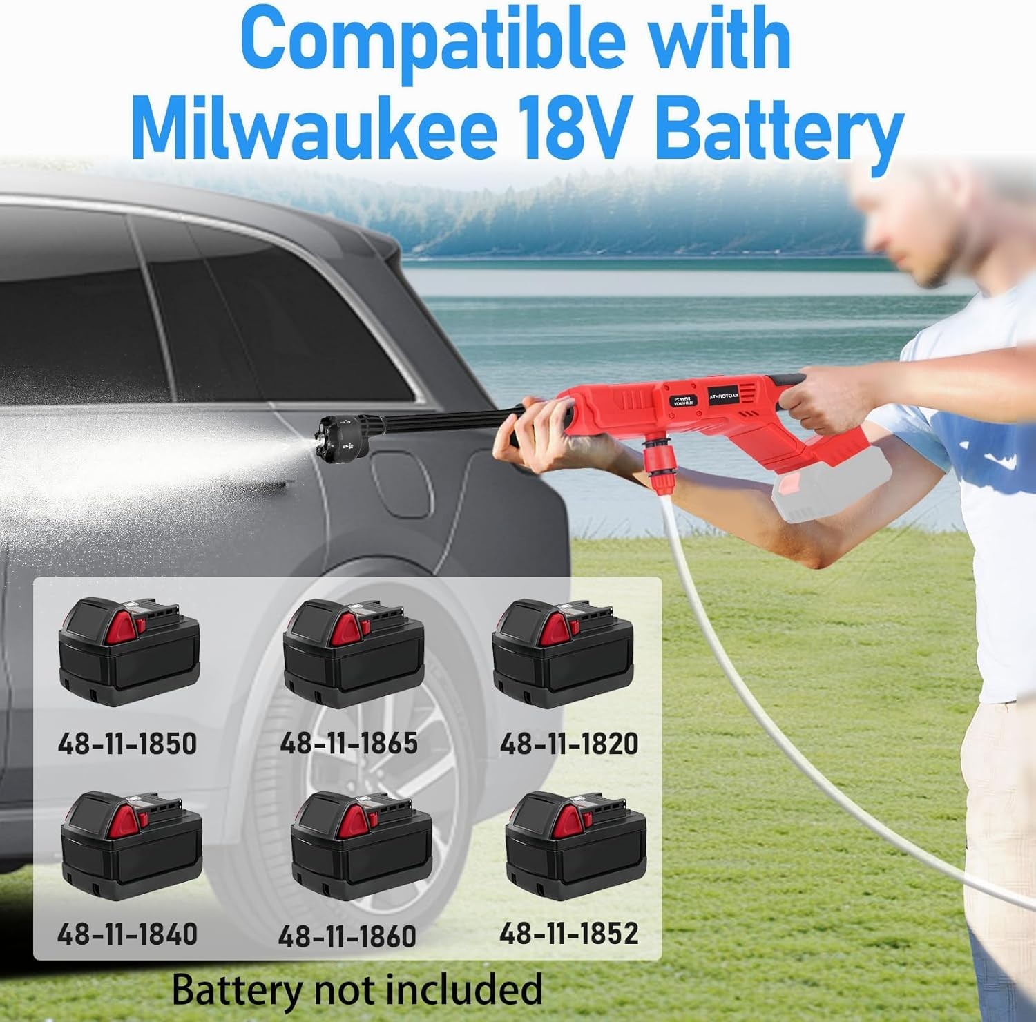 Cordless Pressure Washer for Milwaukee M18 Battery, Portable Cordless