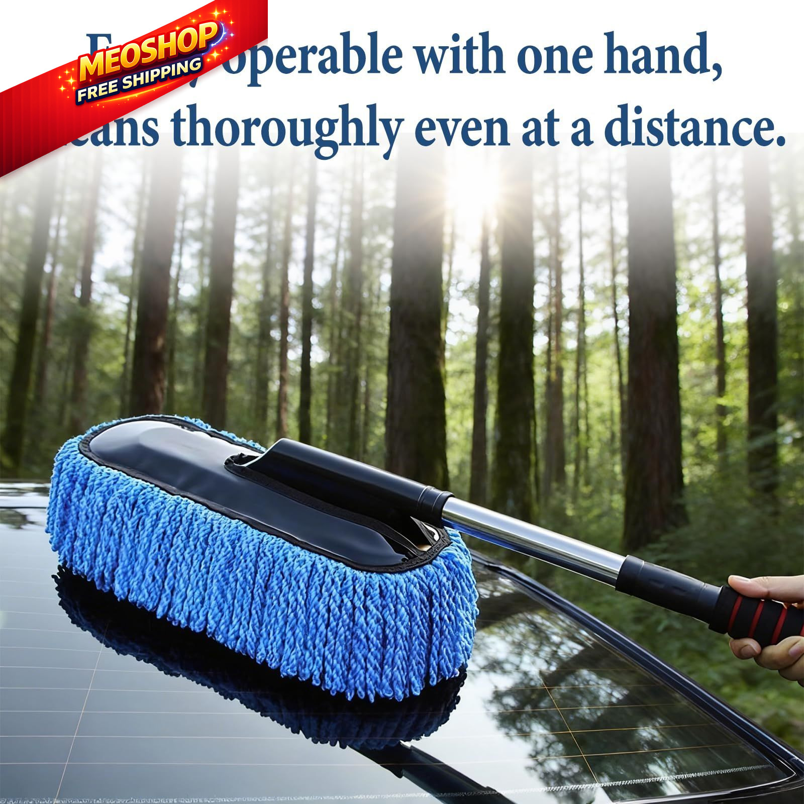 Car Duster Interior, Exterior Mini for Dust Brush with Blue