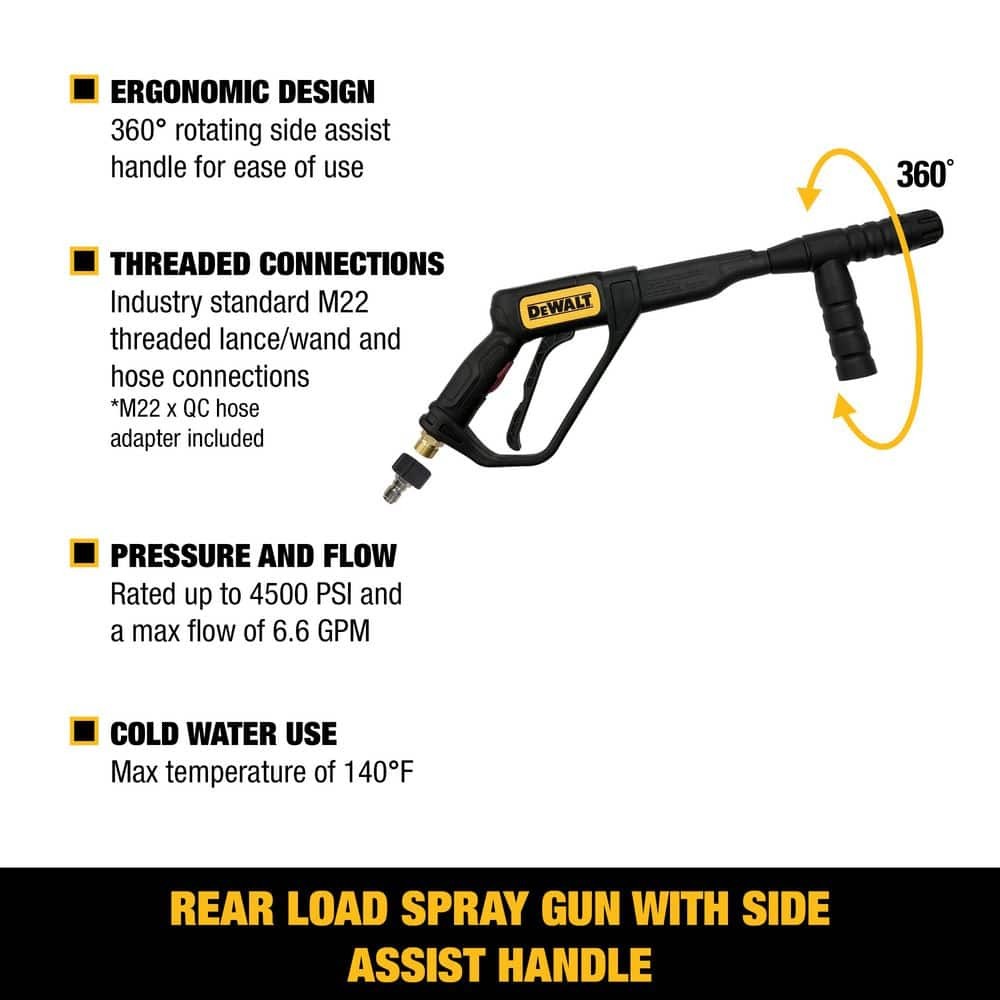 DEWALT Spray Gun with Side Assist Handle, M22 Connections