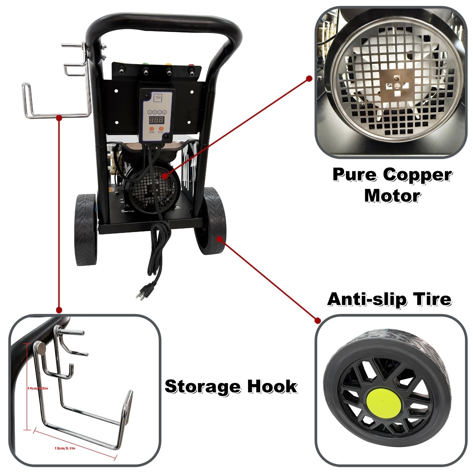 110V Electric Pressure Washer 3700W 180Bar Electric Ultra-high Pressure Cleaner