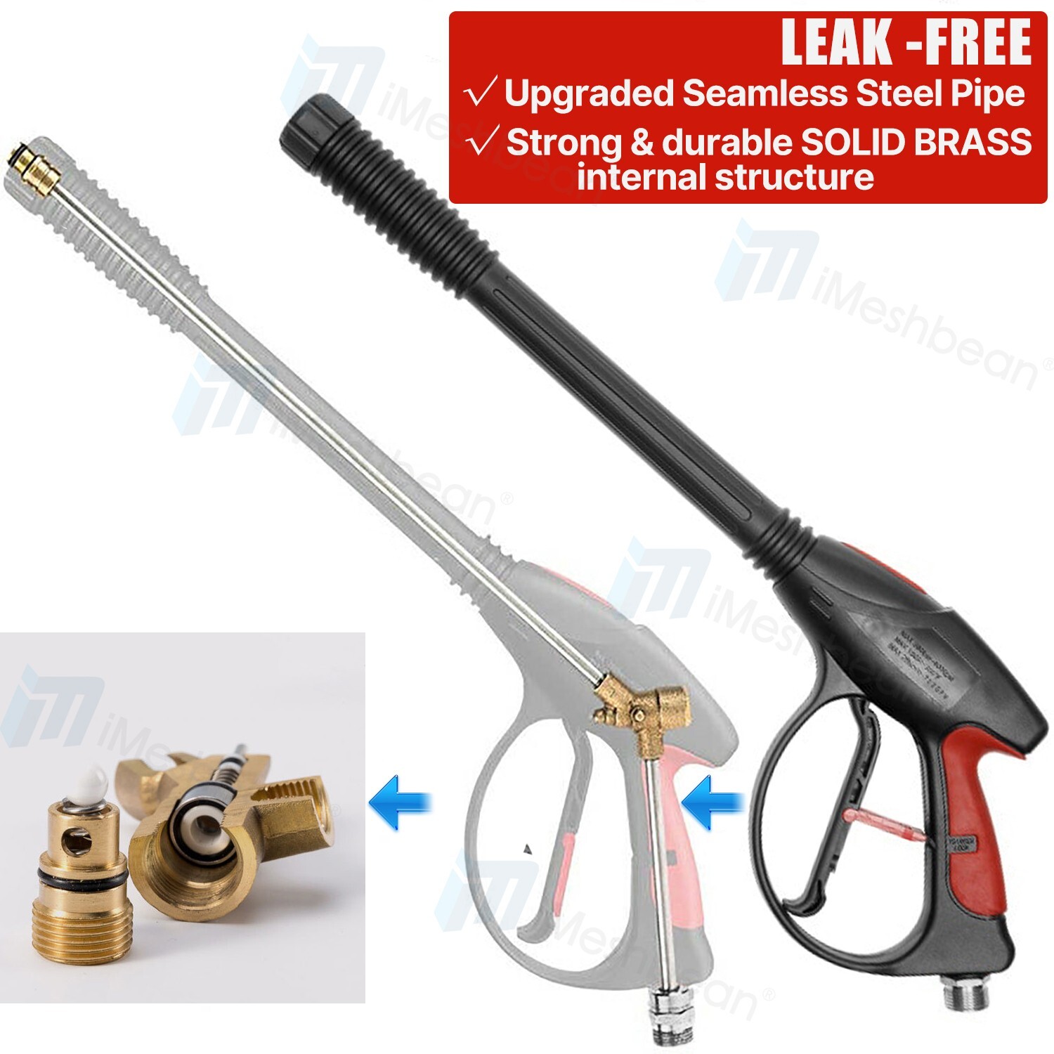 5800PSI High Pressure Power Washer Spray Gun Wand Lance Nozzle Tips Hose Kit M22