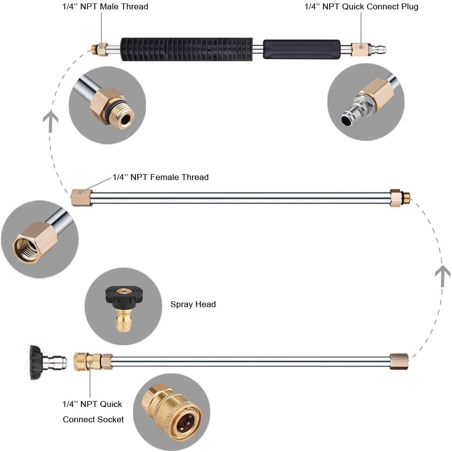 Lanza de extensión para hidrolavadora Selkie de acero inoxidable de 120 pulgadas