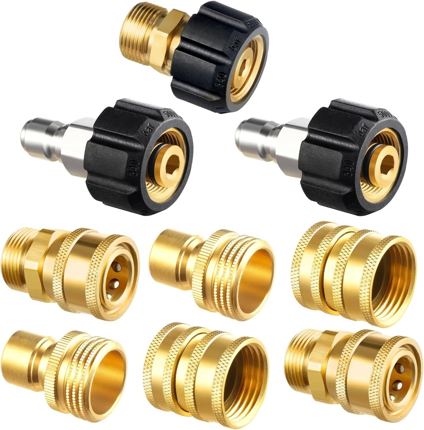 Pressure Washer Adapter Set 9 Pack Brass Quick Connect Swivel Fittings