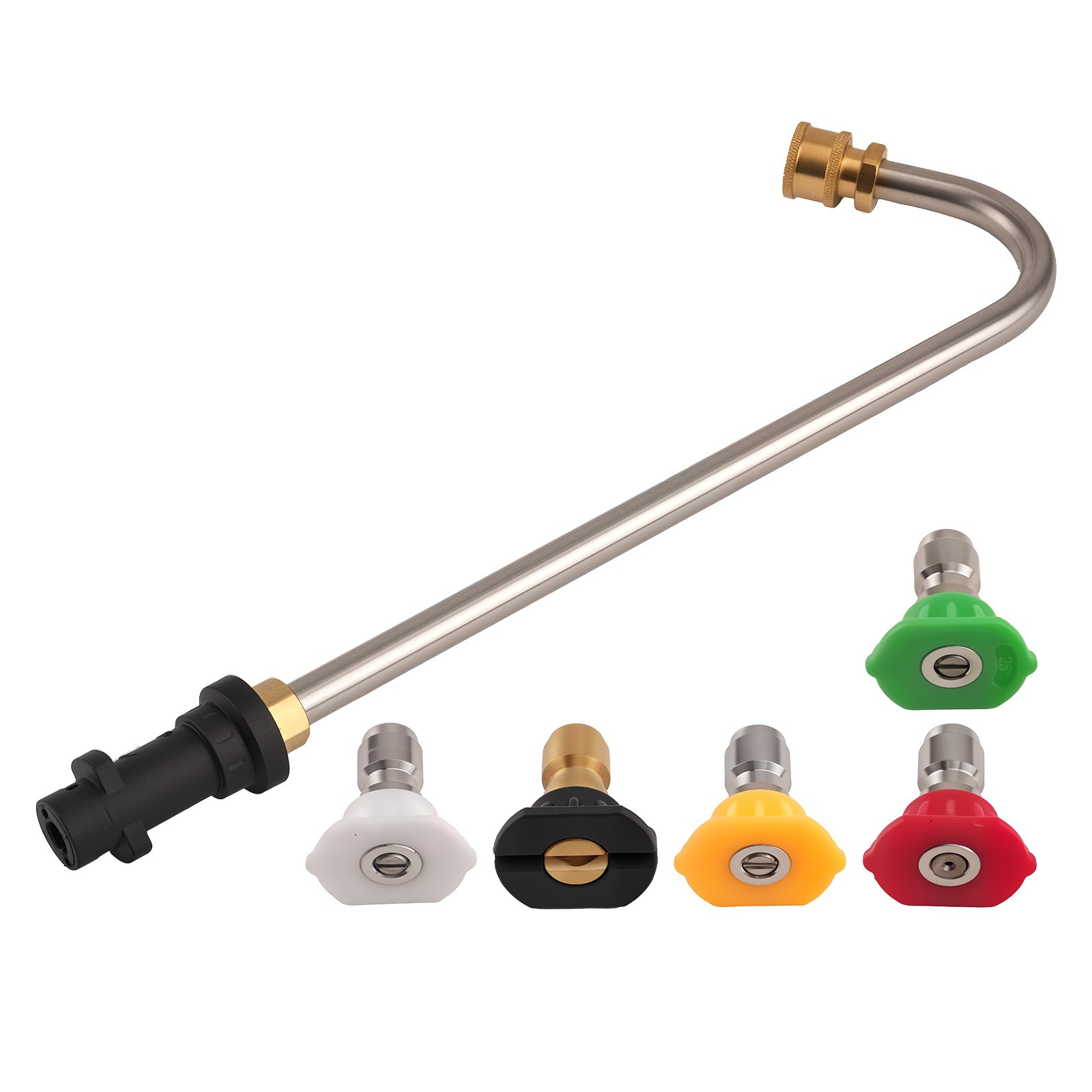 Pressure Washer Gutter Cleaning Extension Kit 5 Nozzle Tips for K2-K7 Heavy Duty