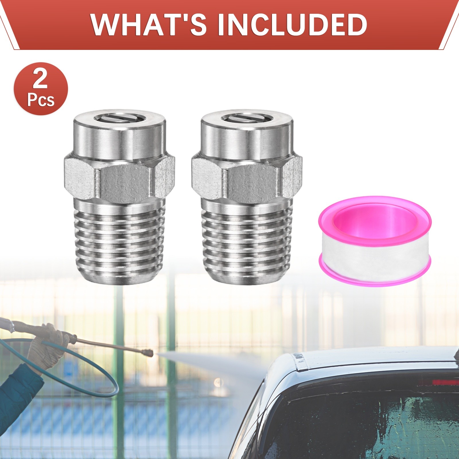1/4″ NPT 15° Surface Cleaner Tip [2PCS] – Pressure Washer Nozzle [1.382MM Pore]