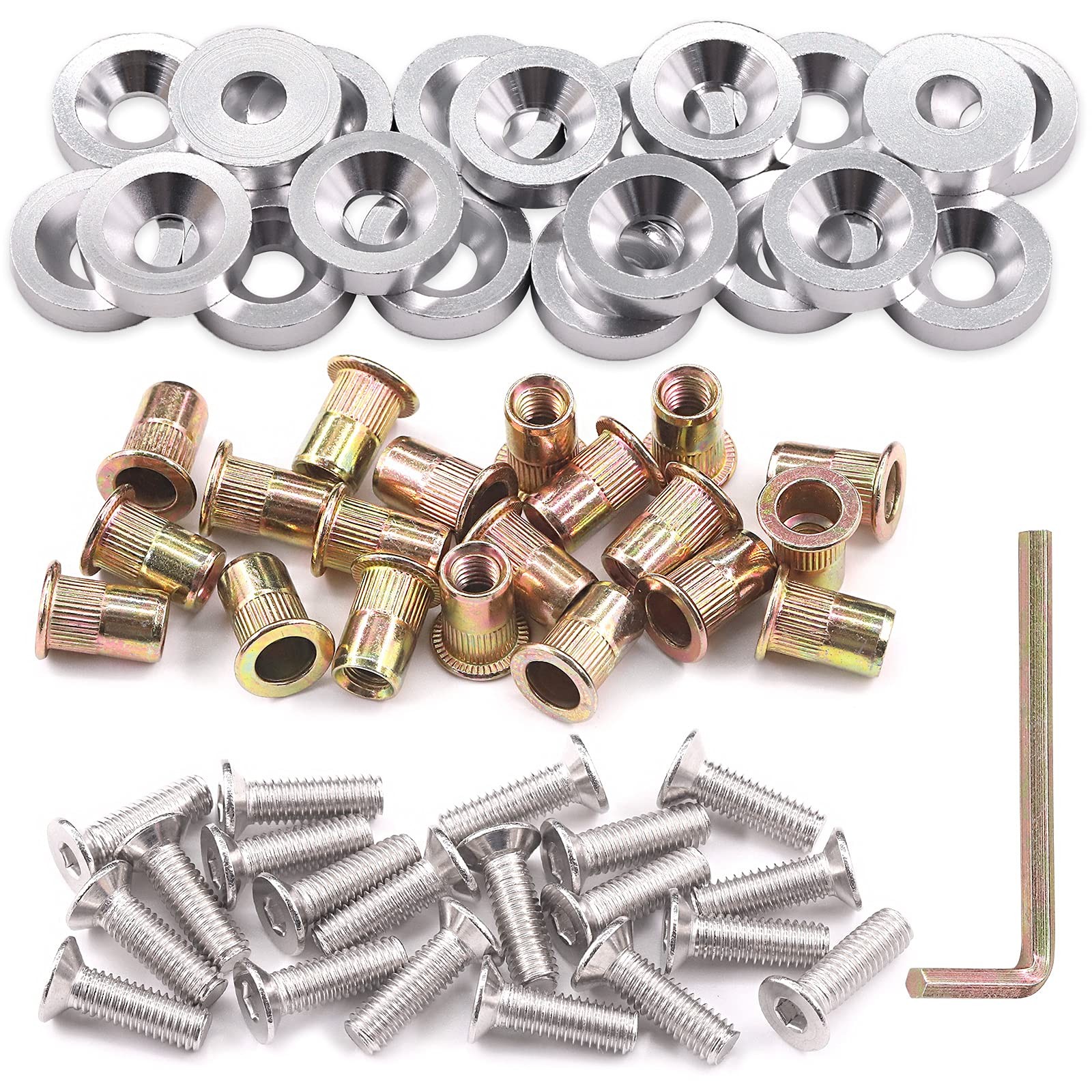 61Pcs Silver M6 Aluminum Bumper Fender Washer CNC Finishing Washer Engine Bay…