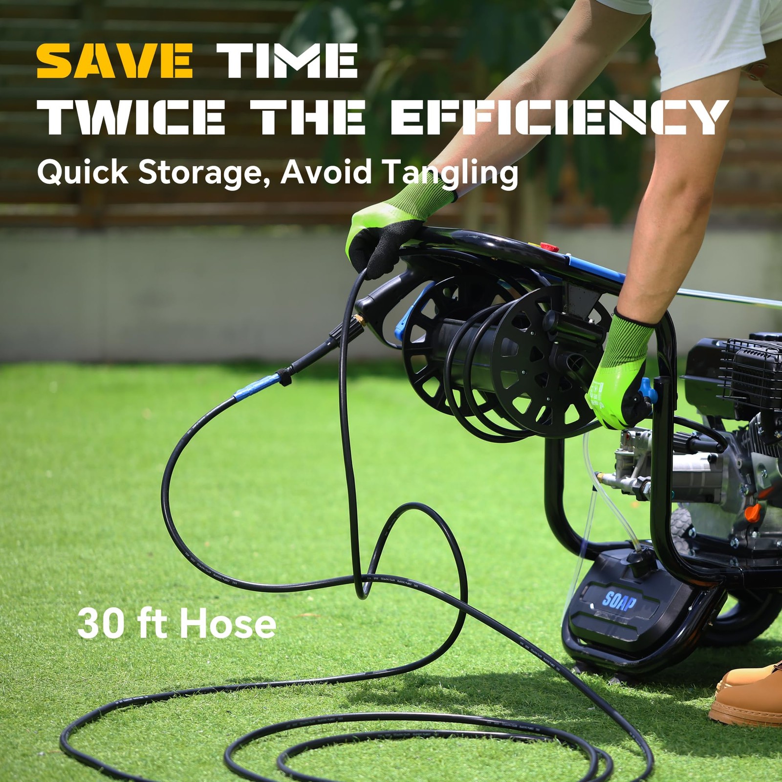 Gas Pressure Washer 3600 PSI 2.3 GPM 212CC Power Washer w/30 Feet Hose&Hose Reel